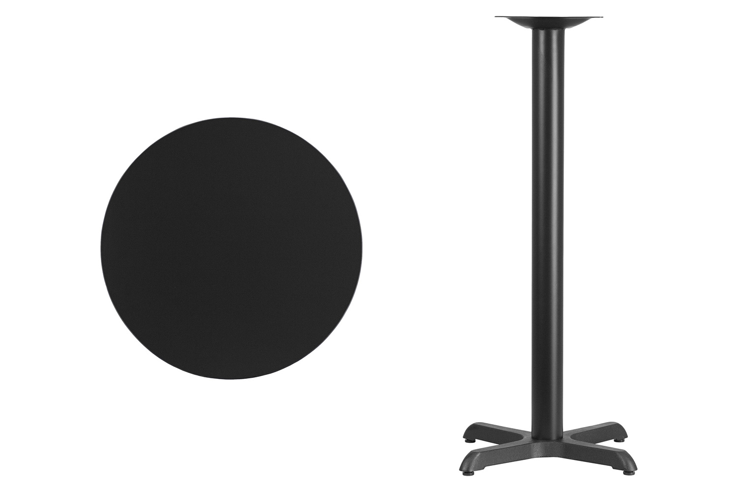 BLNK Round Bar Height Table with 22'' x 22'' Base - Black, 24"D