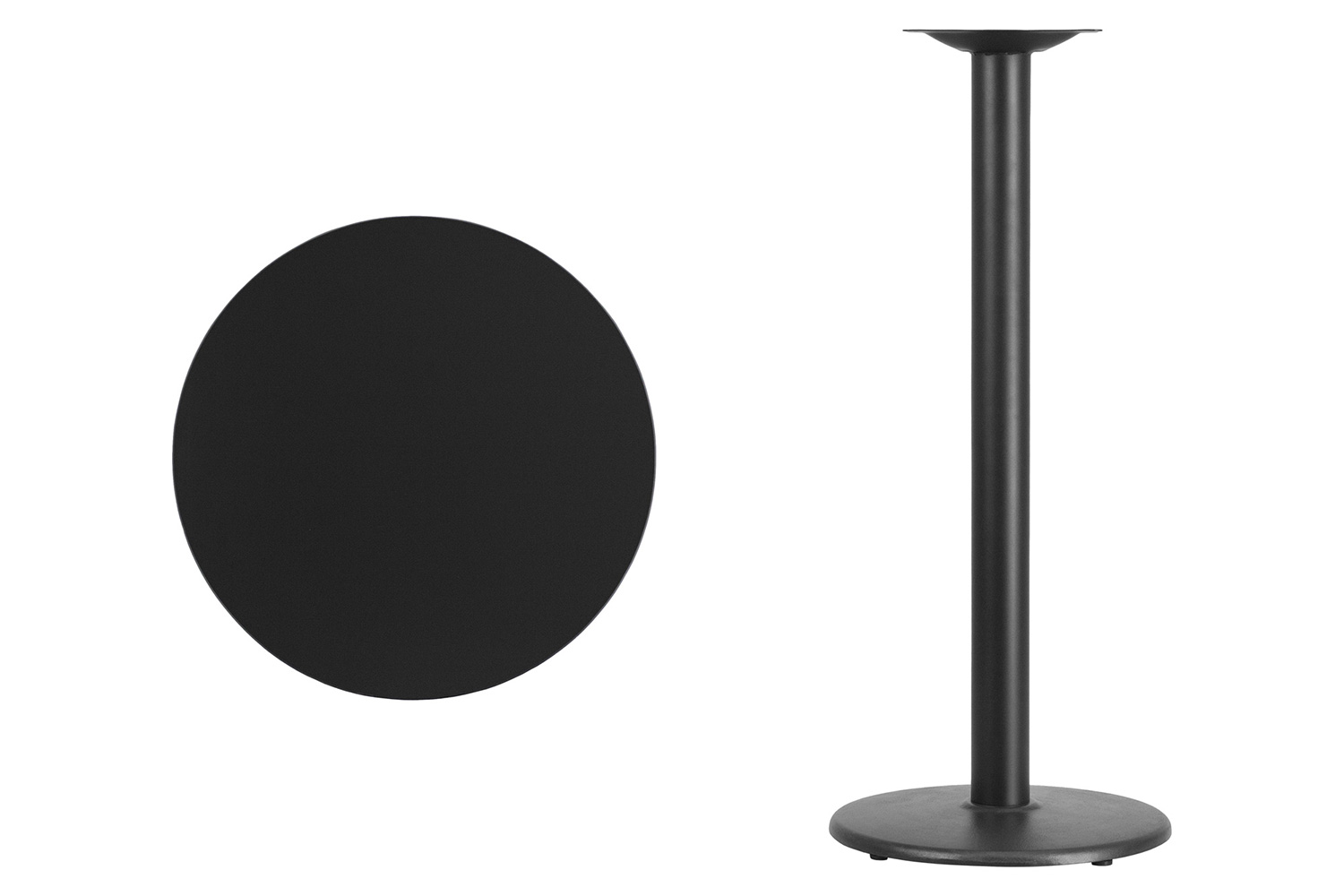 BLNK Round Bar Height Table with 18'' Round Base - Black, 24"D