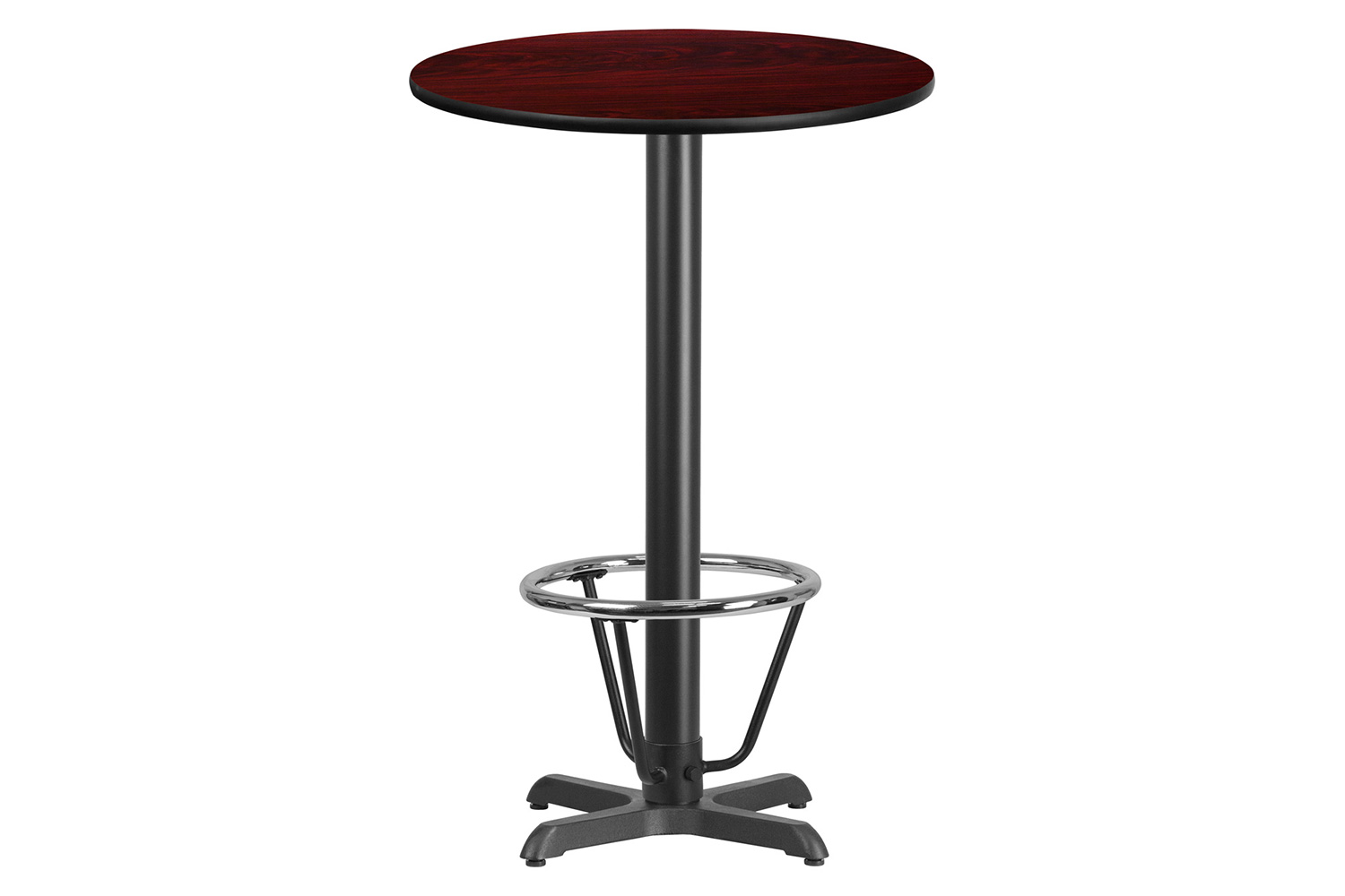 BLNK Round Bar Height Table with 22'' x 22'' Base - Mahogany, 24"D, with Foot Ring