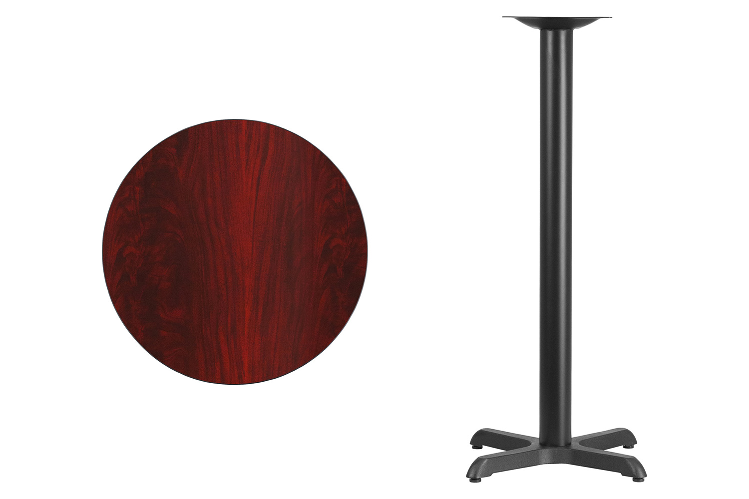 BLNK Round Bar Height Table with 22'' x 22'' Base - Mahogany, 24"D