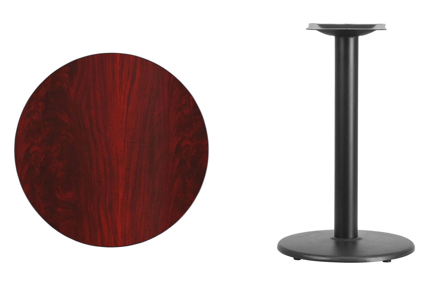 BLNK Round Table with 18'' Round Base - Mahogany, 24"D