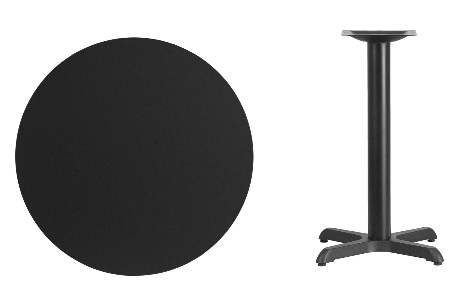 BLNK Round Table with 22'' x 22'' Base - Black, 30"D