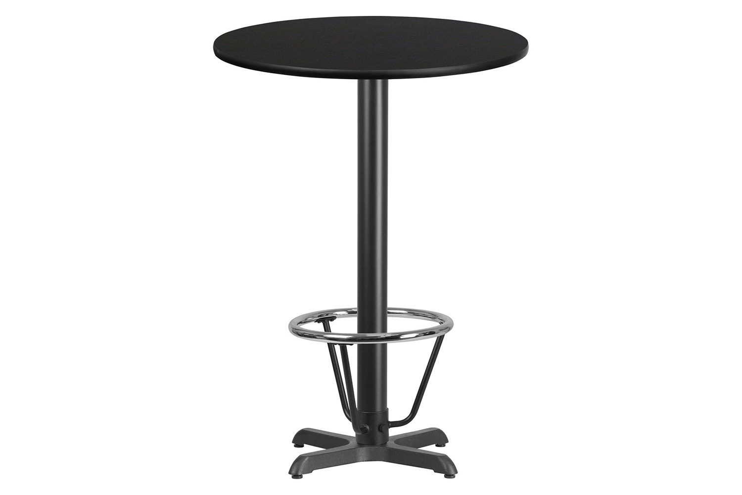 BLNK Round Bar Height Table with 22'' x 22'' Base - Black, 30"D, with Foot Ring