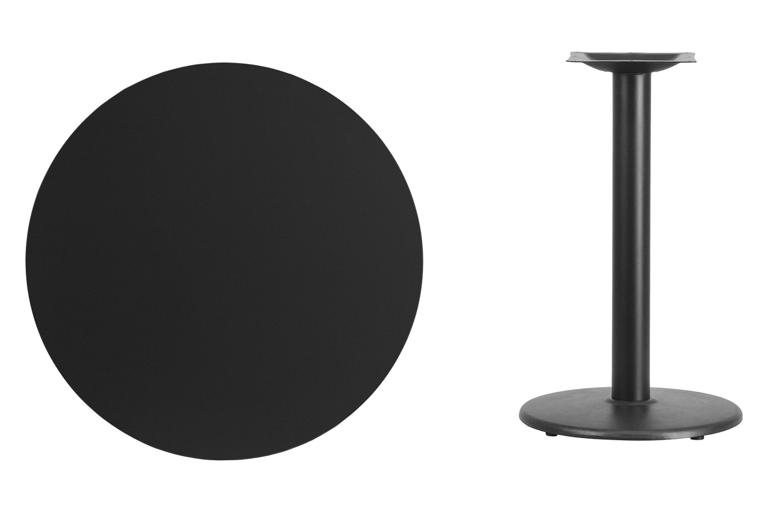 BLNK Round Table with 18'' Round Base - Black, 30"D