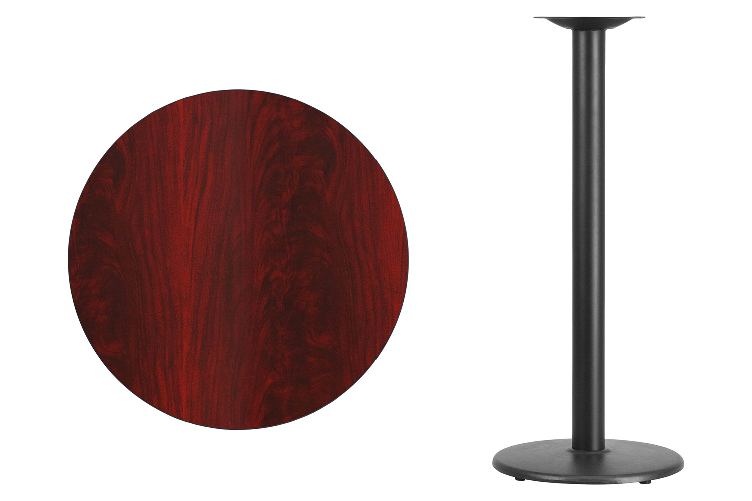 BLNK Round Bar Height Table with 18'' Round Base - Mahogany, 30"D