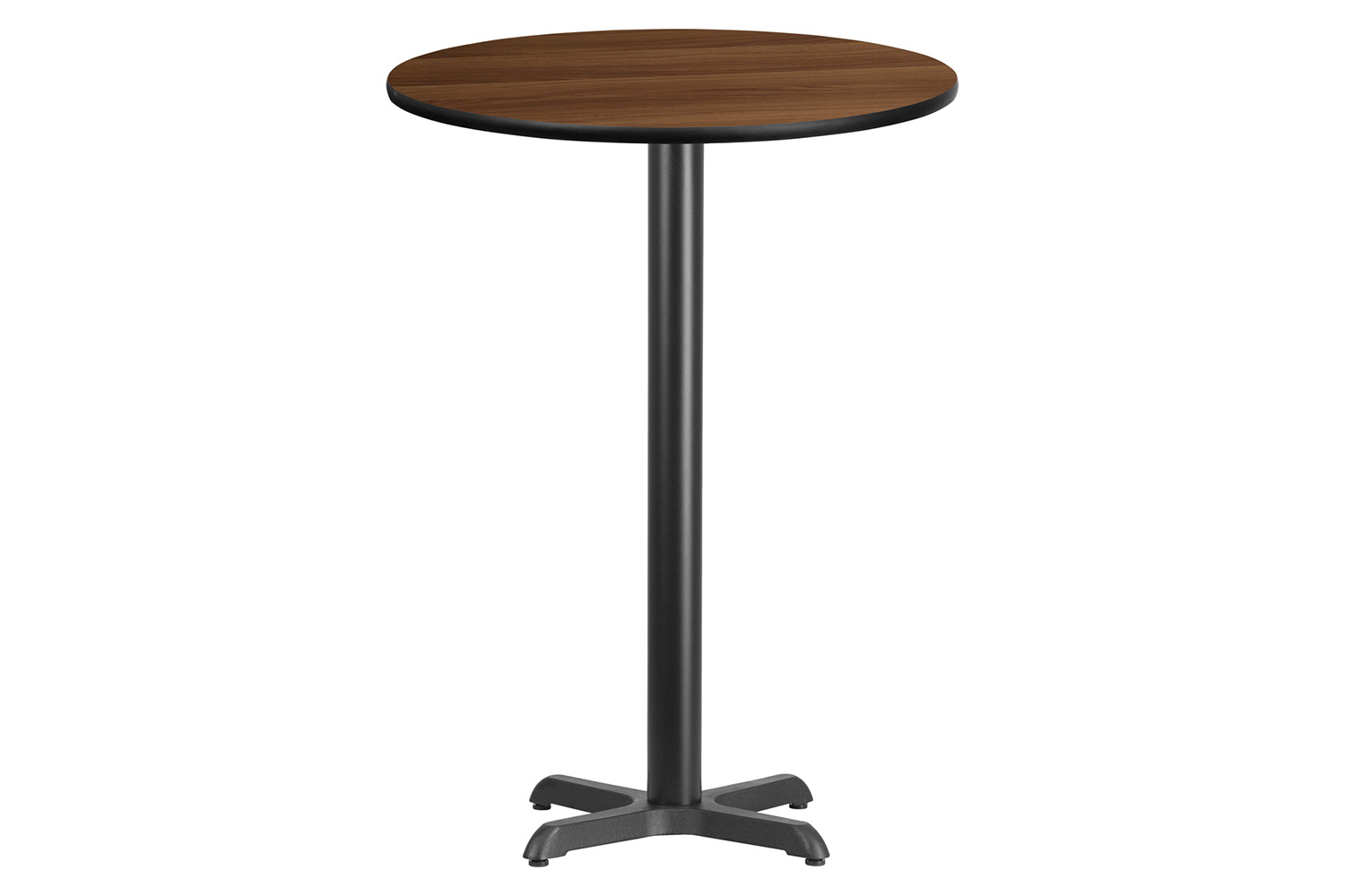 BLNK Round Bar Height Table with 22'' x 22'' Base - Walnut, 30"D
