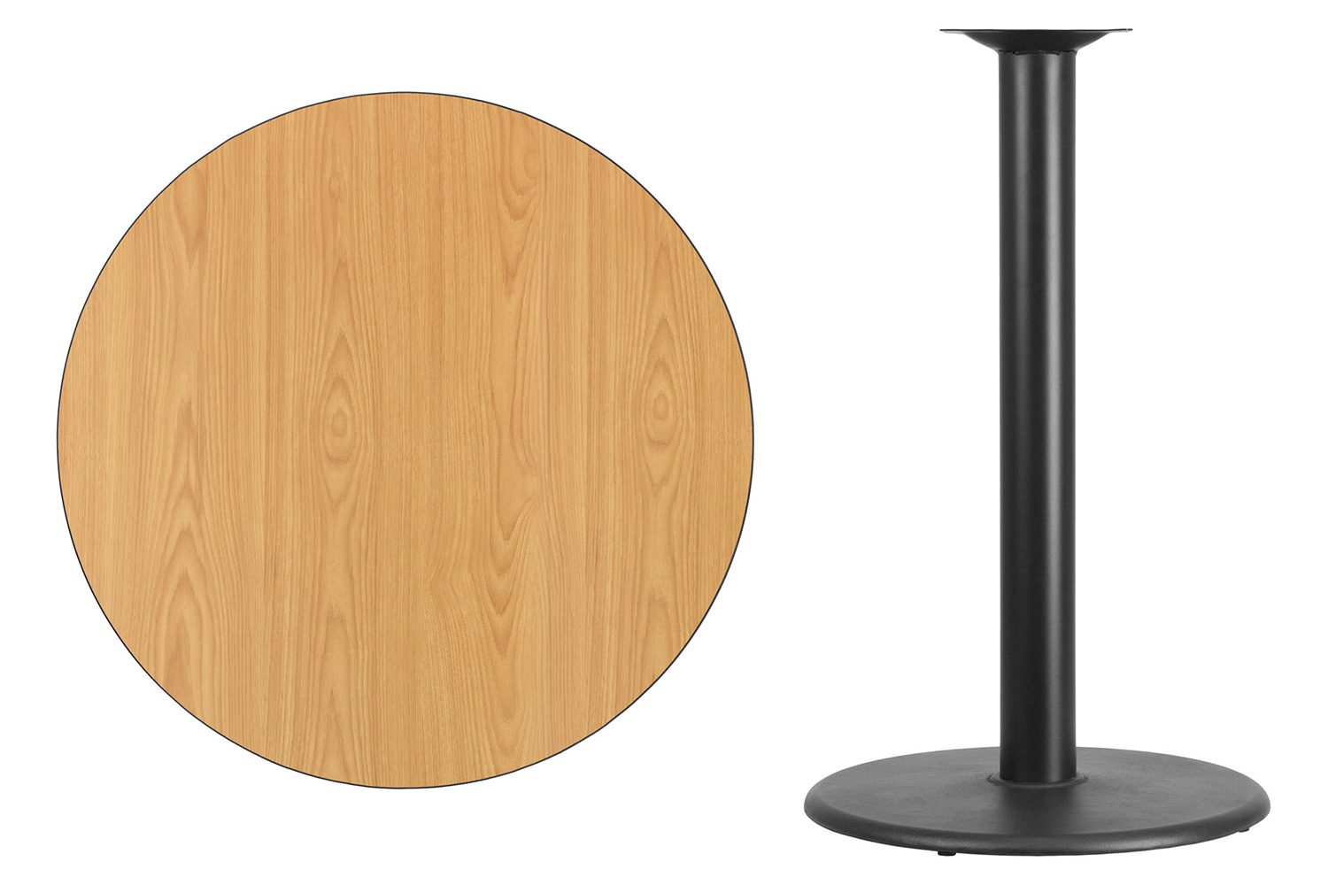 BLNK Round Bar Height Table with 24'' Round Base - Natural, 36"D