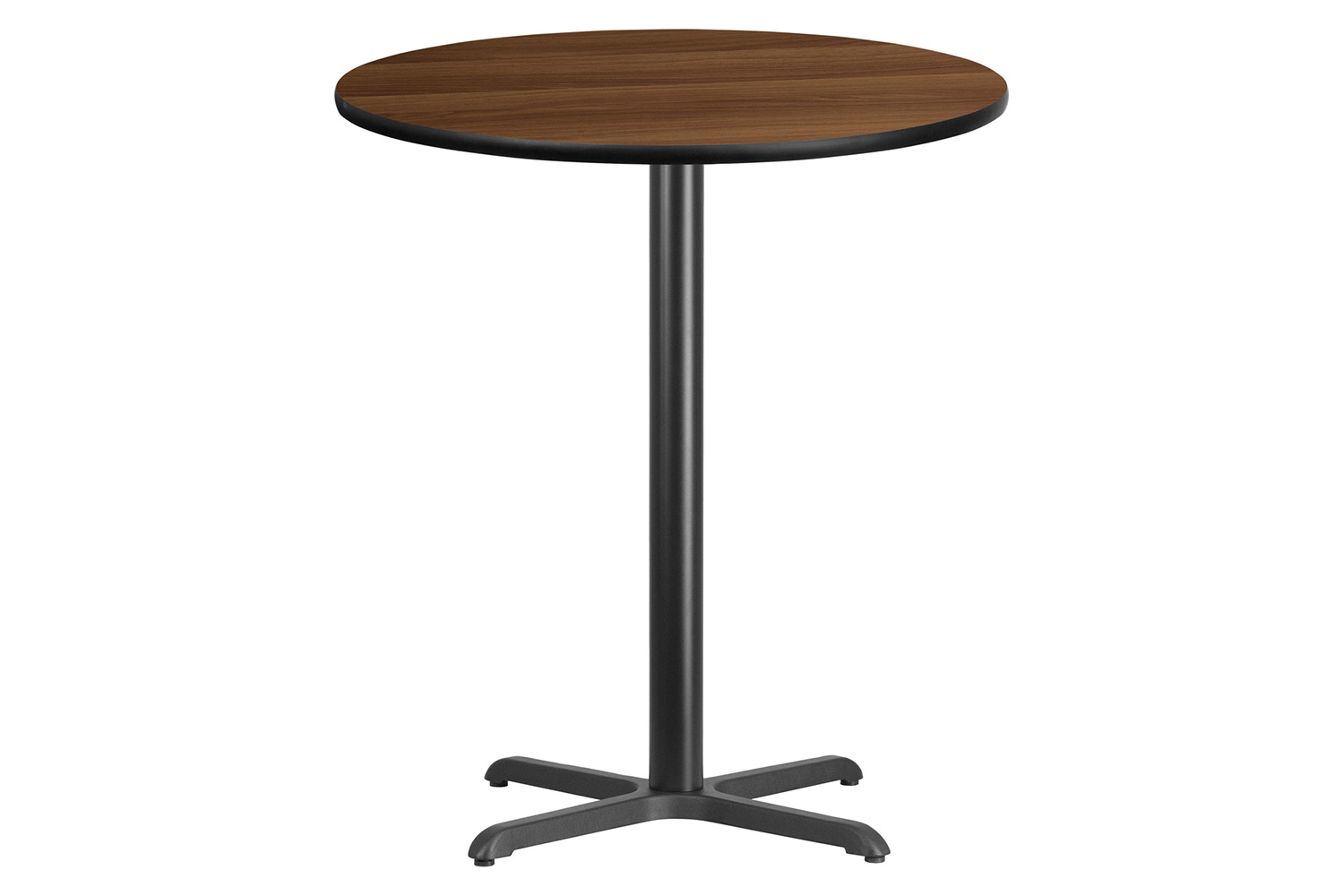 BLNK Round Bar Height Table with 30'' x 30'' Base - Walnut, 36"D