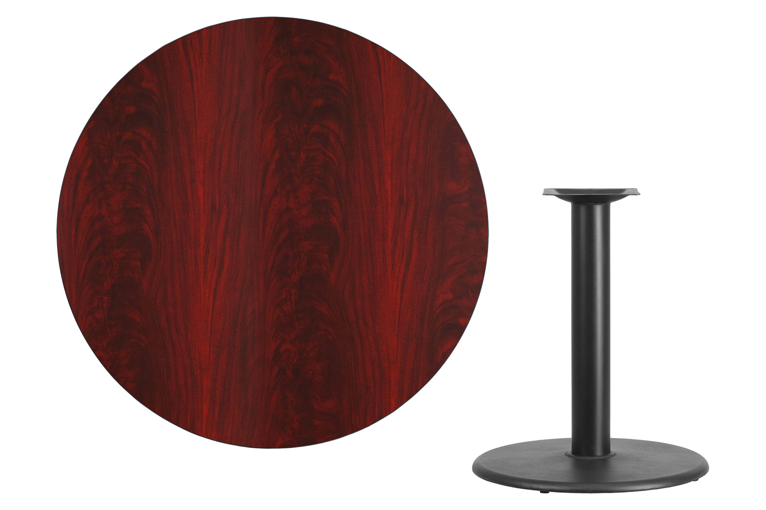 BLNK Round Table with 24'' Round Base - Mahogany, 42"D