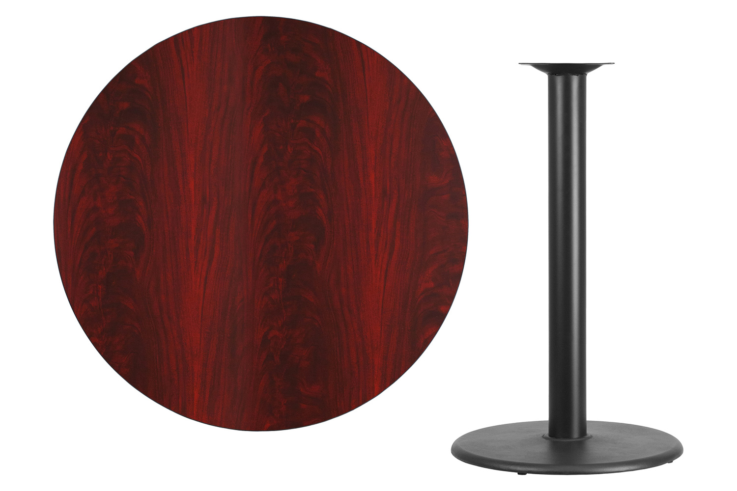 BLNK Round Bar Height Table with 24'' Round Base - Mahogany, 42"D