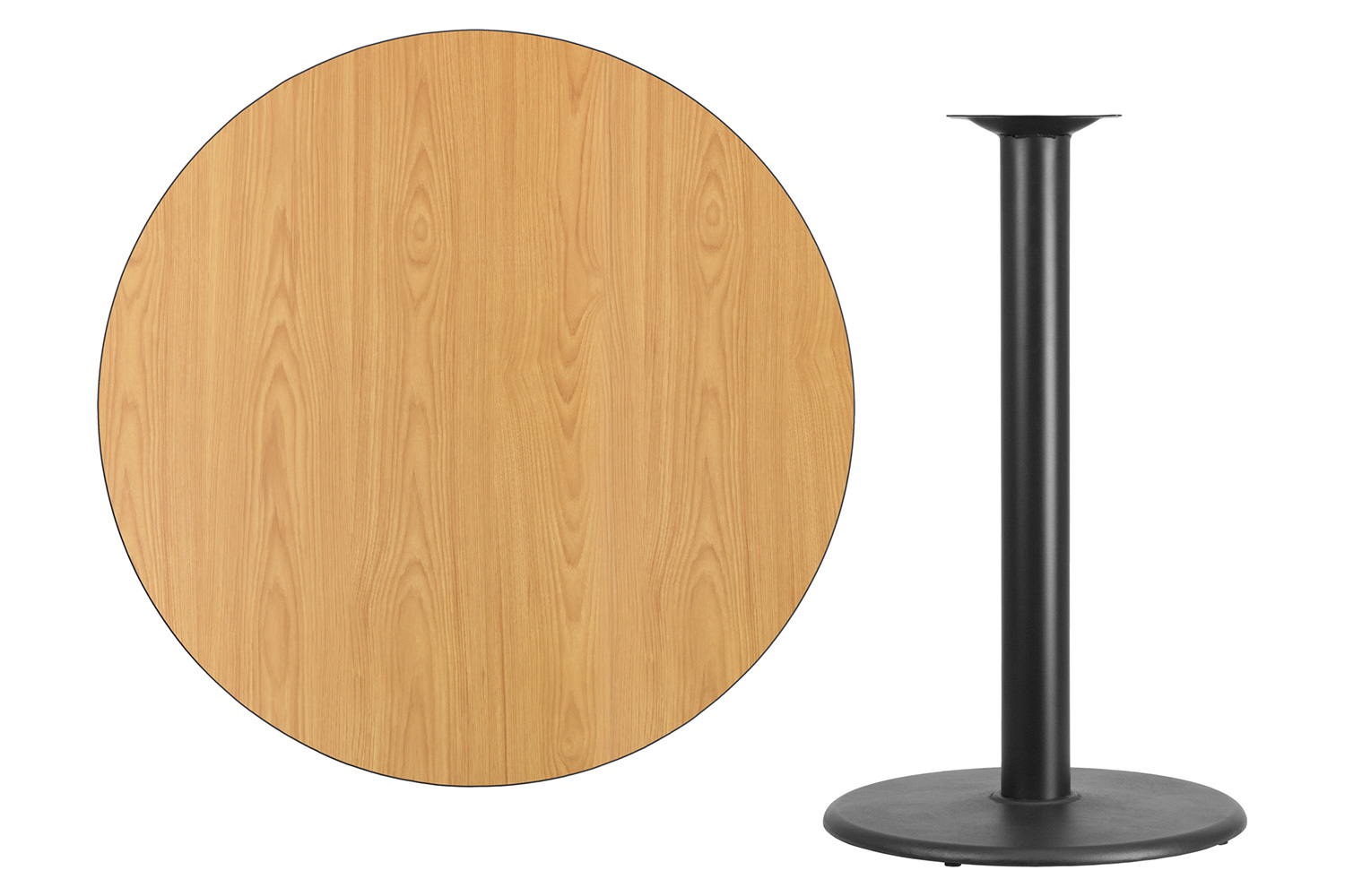 BLNK Round Bar Height Table with 24'' Round Base - Natural, 42"D