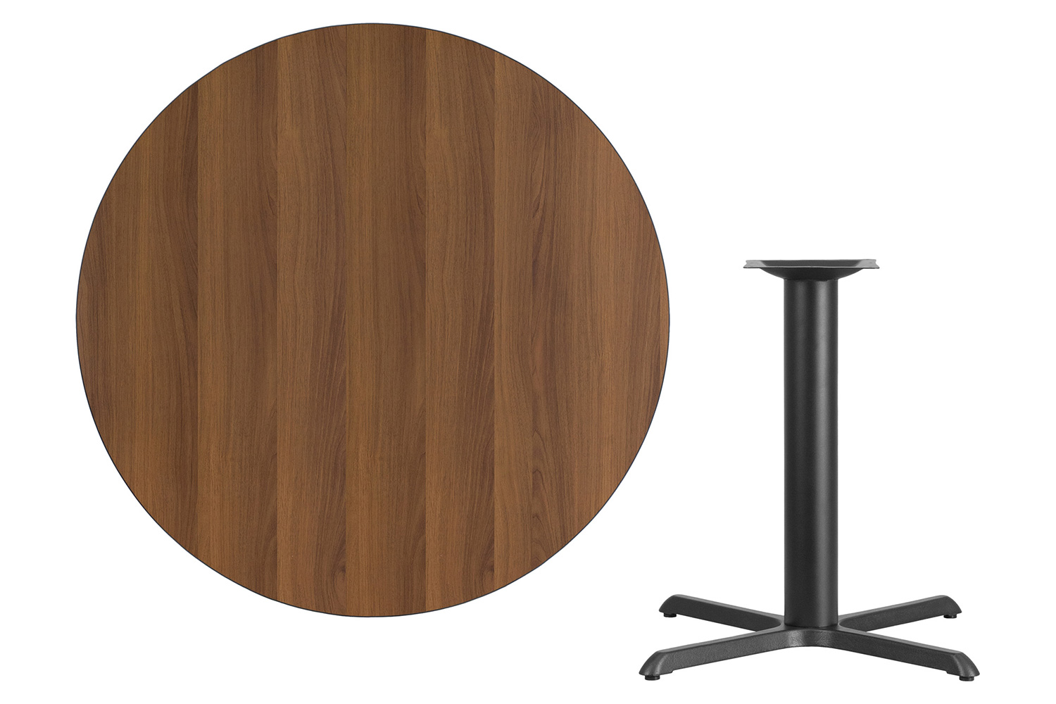 BLNK Round Table with 33'' x 33'' Base - Walnut, 42"D