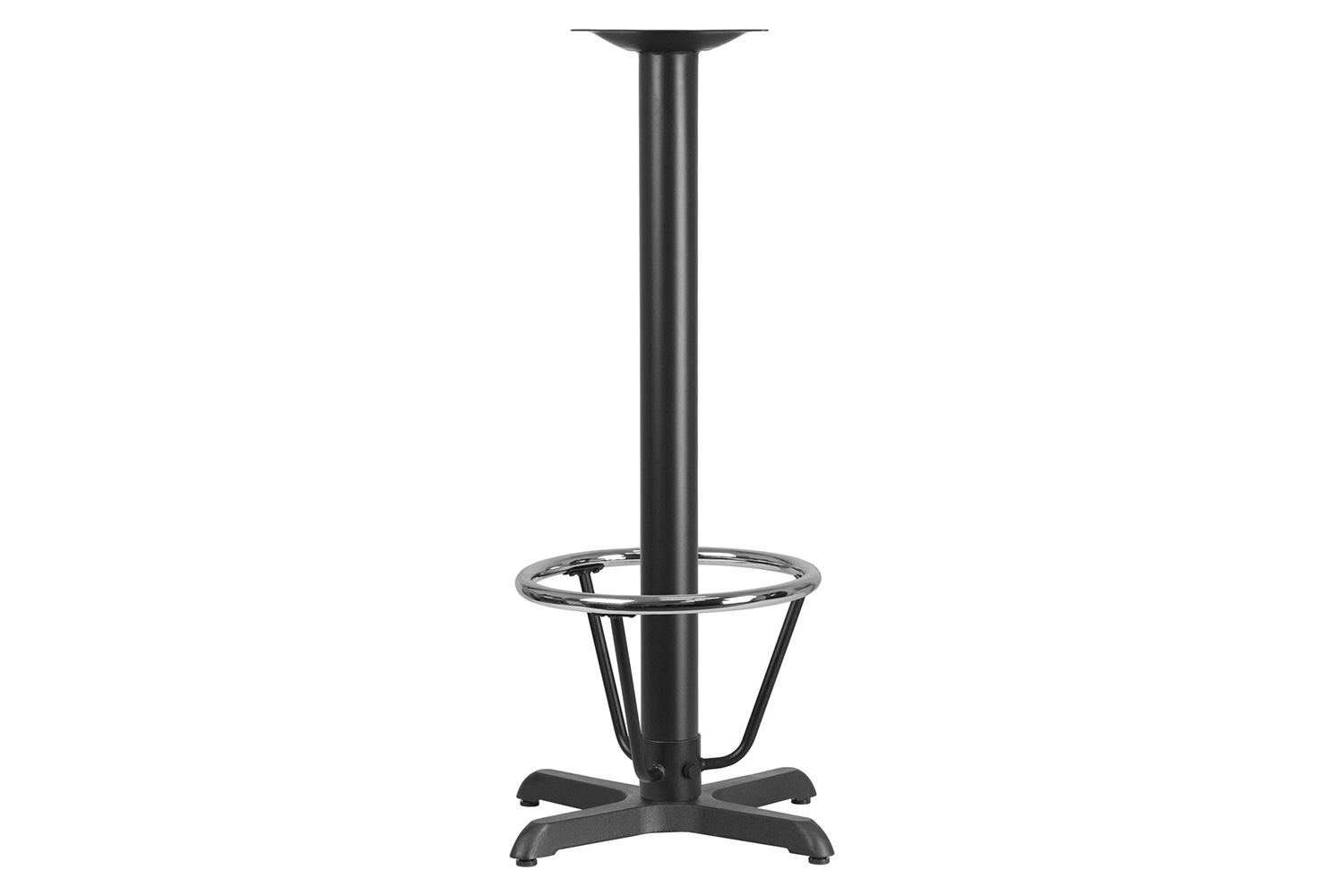 BLNK Beverly Restaurant Table X-Base with Bar Height Column and Foot Ring - 22"W x 22"L