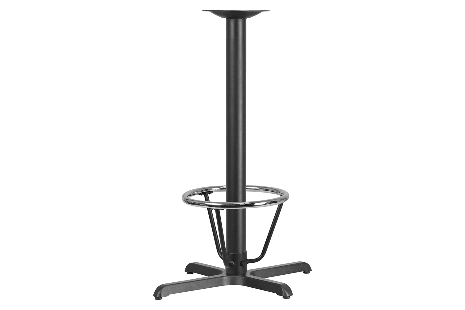 BLNK Beverly Restaurant Table X-Base with Bar Height Column and Foot Ring - 23.5"W x 29.5"L
