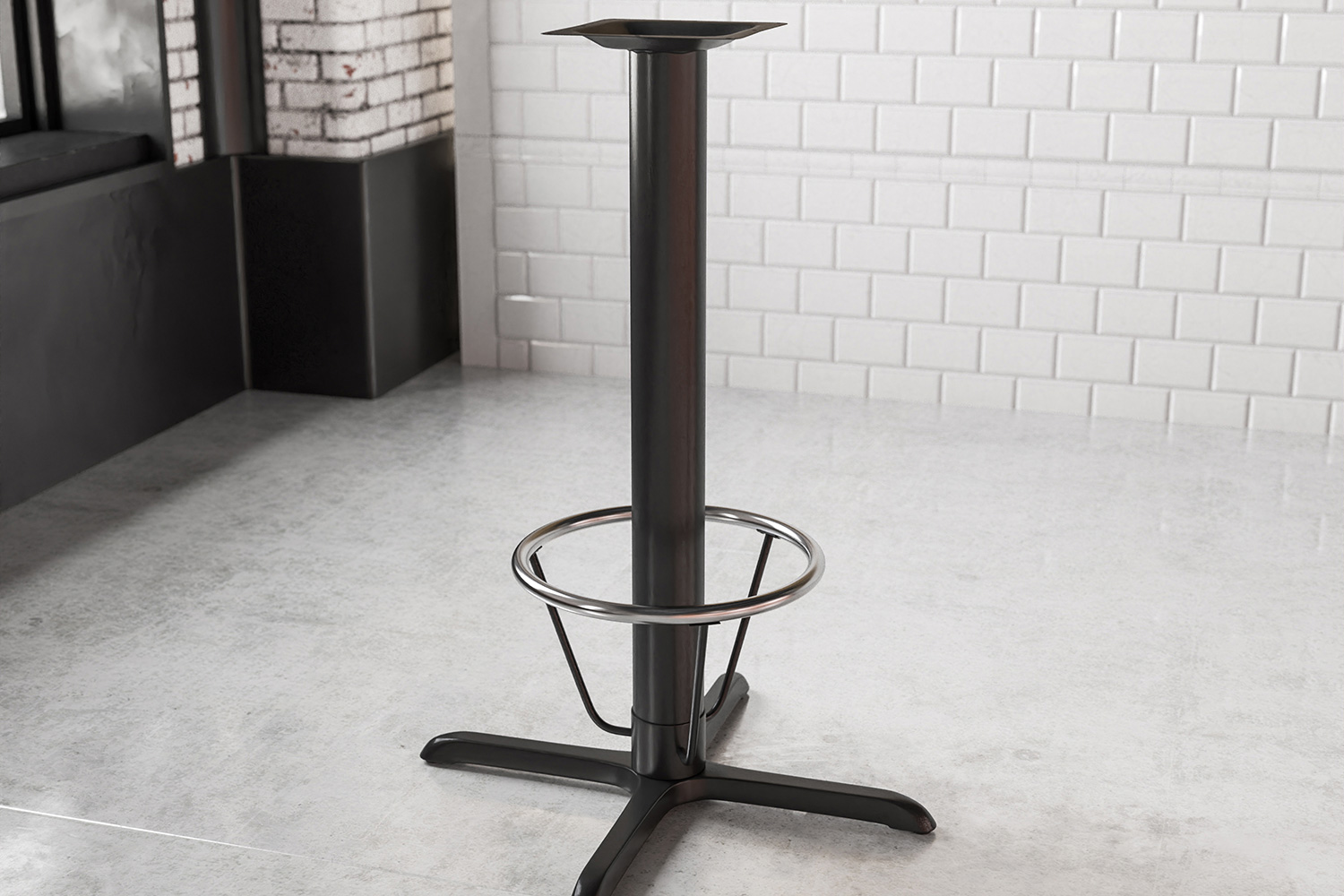 BLNK - Beverly Restaurant Table X-Base with Bar Height Column and Foot Ring