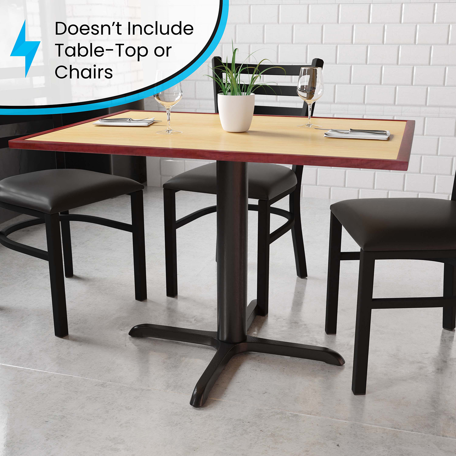 BLNK - Beverly Restaurant Table X-Base with Table Height Column