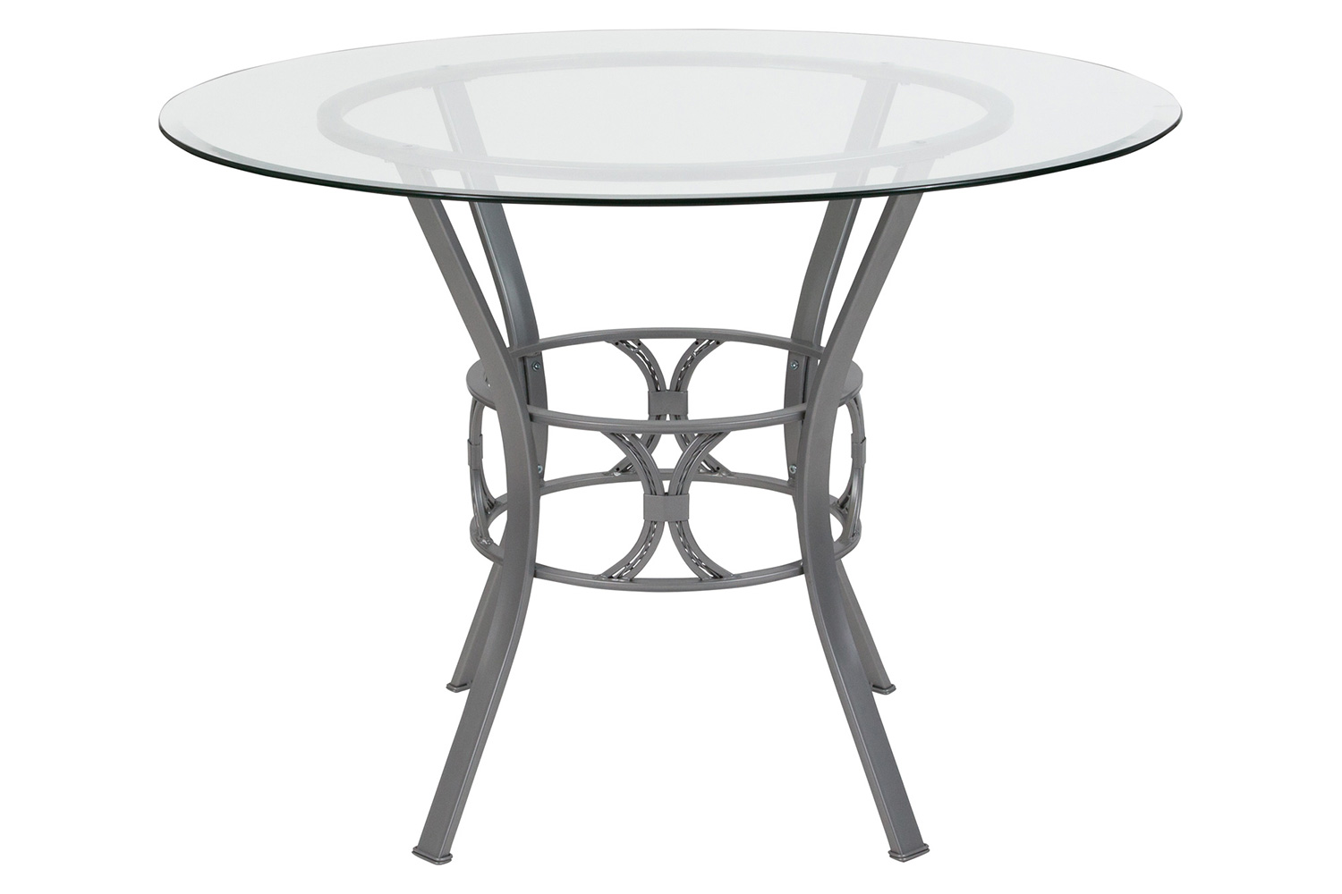 BLNK Carlisle Round Glass Dining Table - Silver, 42"D