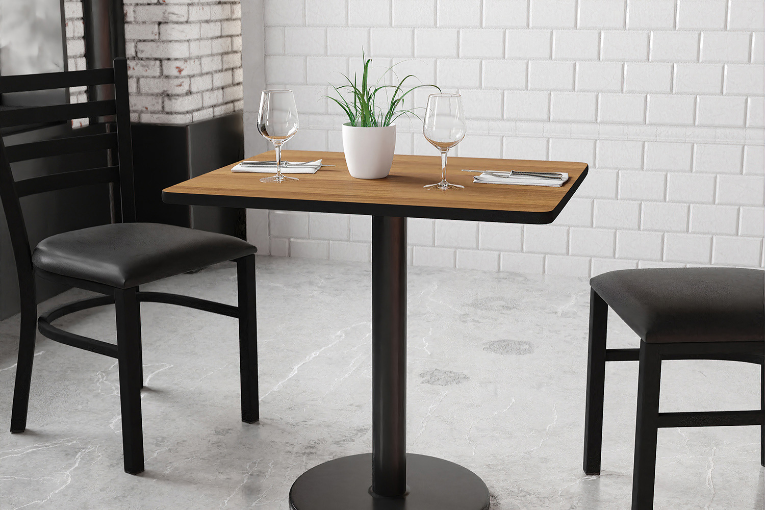 BLNK - Rectangular Table with 18'' Round Base