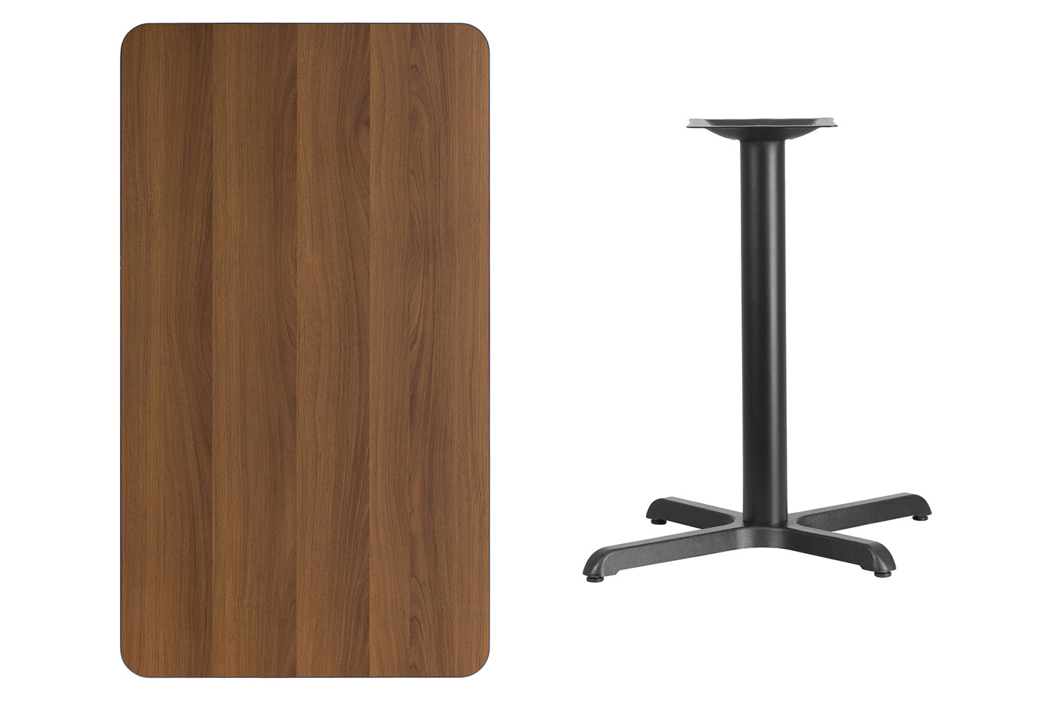 BLNK Rectangular Table with 23.5'' x 29.5'' Base - Walnut, 24"W x 42"L