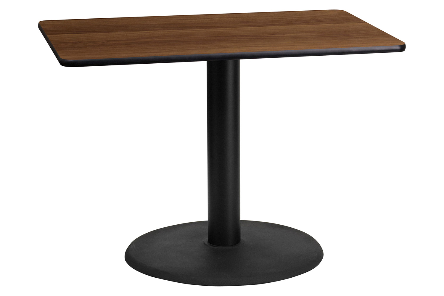 BLNK Rectangular Table with 24'' Round Base - Walnut, 24"W x 42"L