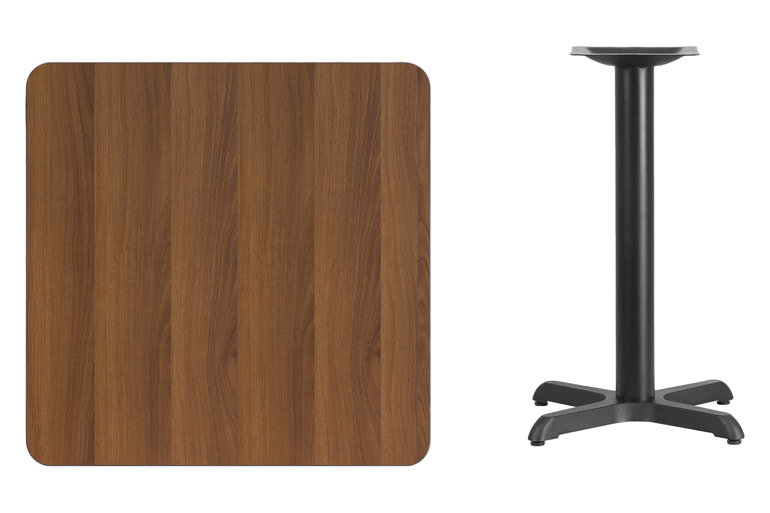 BLNK Square Table with 22'' x 22'' Base - Walnut, 30"W