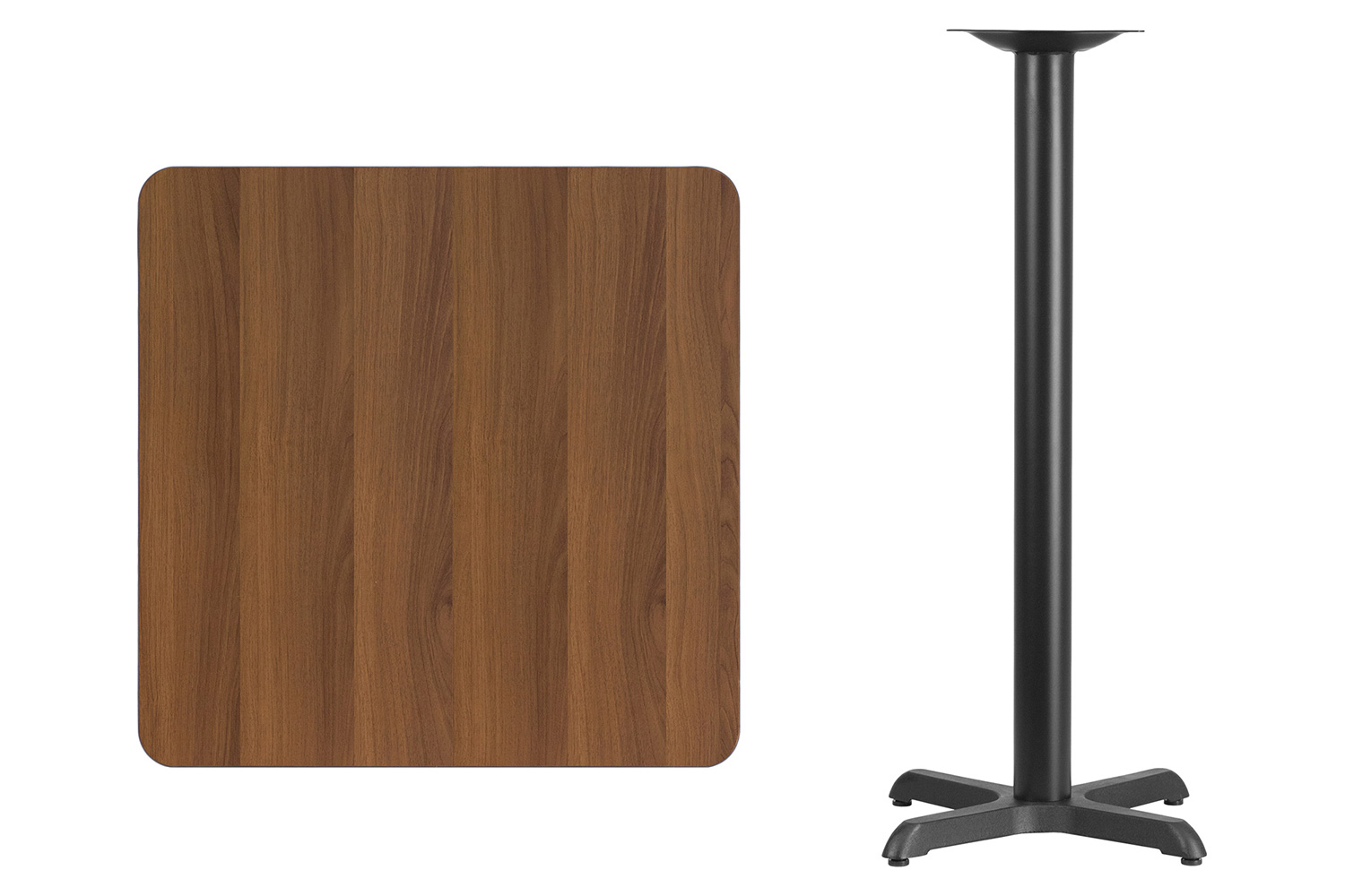BLNK Square Bar Height Table with 22'' x 22'' Base - Walnut, 30"W
