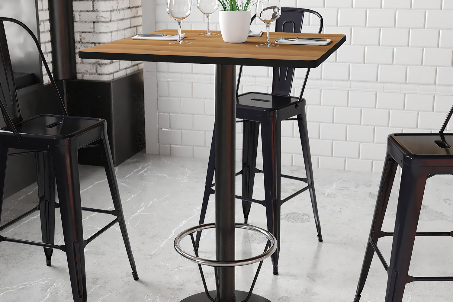 BLNK - Square Bar Height Table with 18'' Round Base