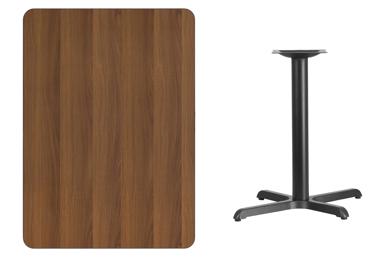 BLNK Rectangular Table with 23.5'' x 29.5'' Base - Walnut, 30"W x 42"L