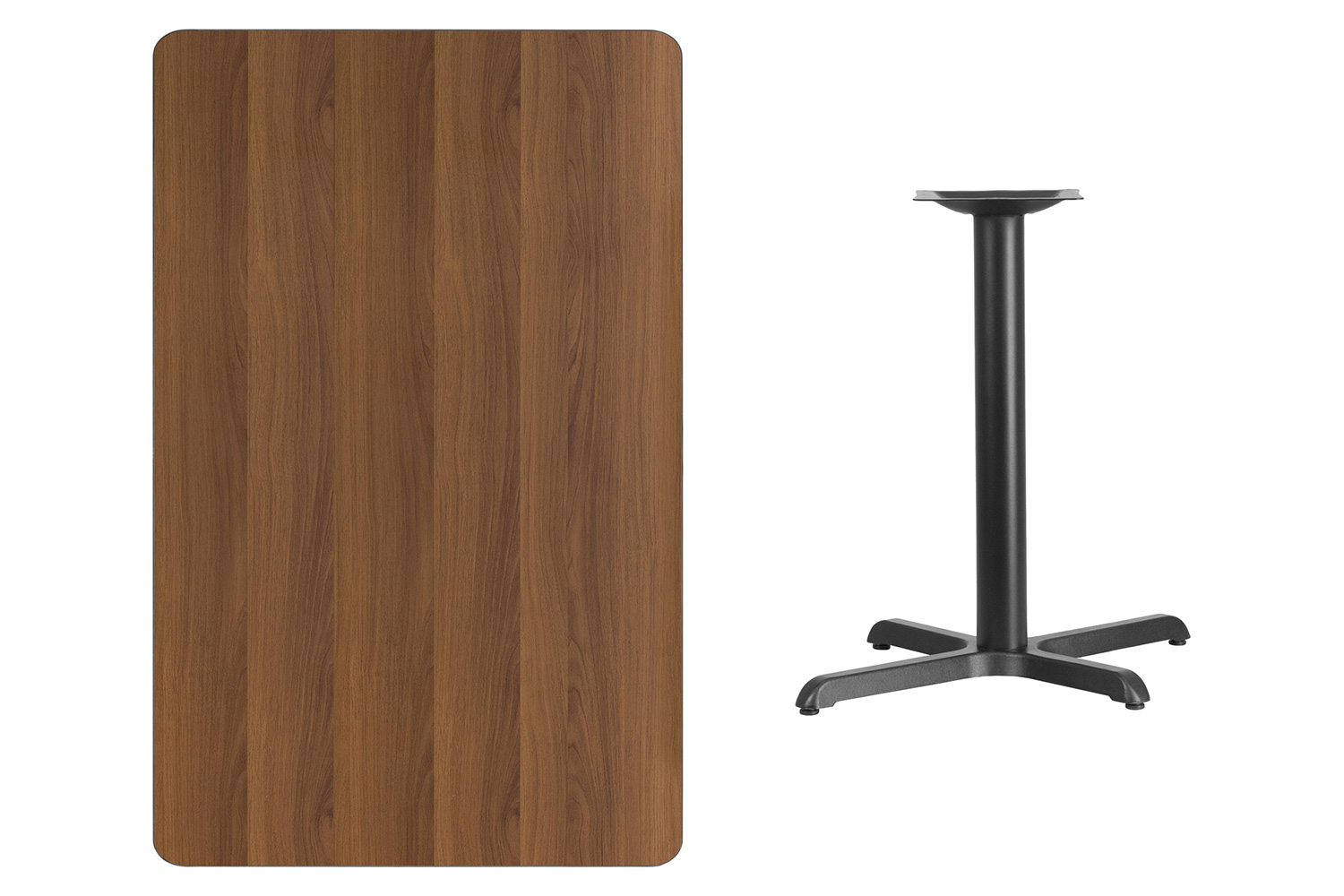 BLNK Rectangular Table with 23.5'' x 29.5'' Base - Walnut, 30"W x 48"L