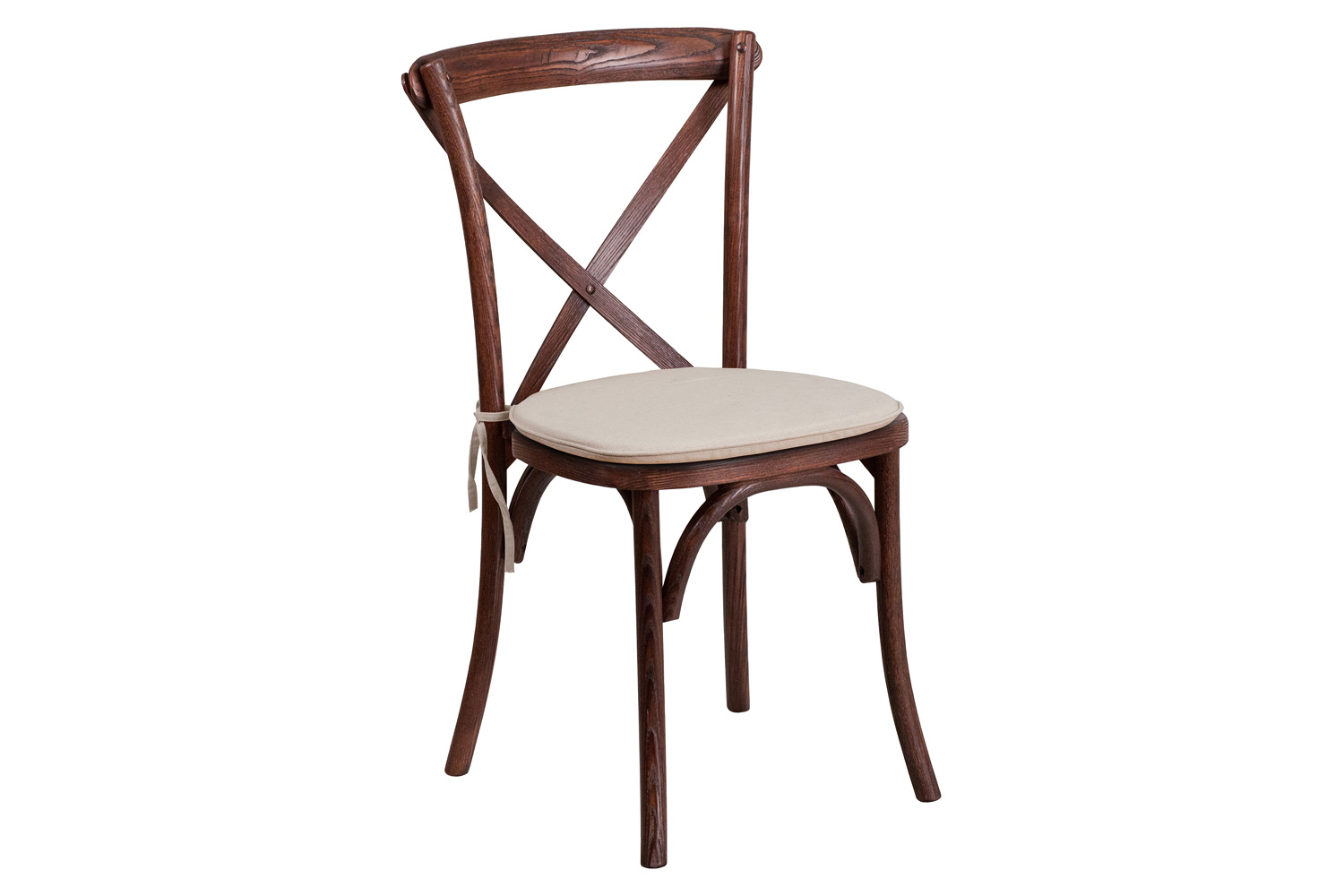 BLNK HERCULES Series Wood Stackable Cross Back Chair with Cushion - Mahogany
