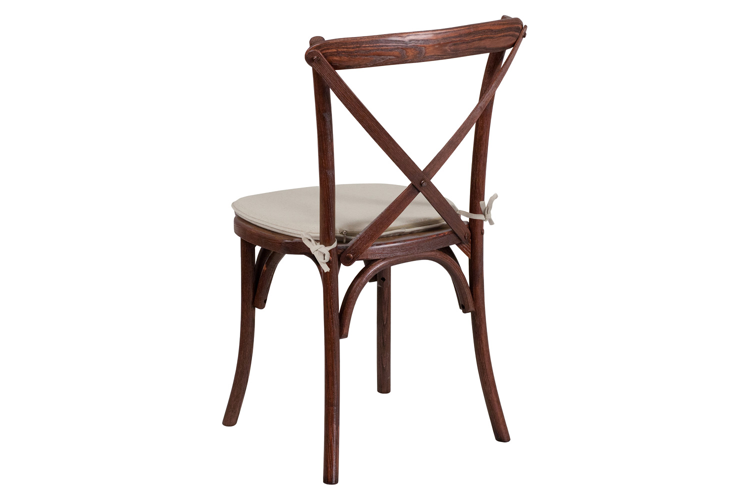 BLNK HERCULES Series Wood Stackable Cross Back Chair with Cushion - Mahogany