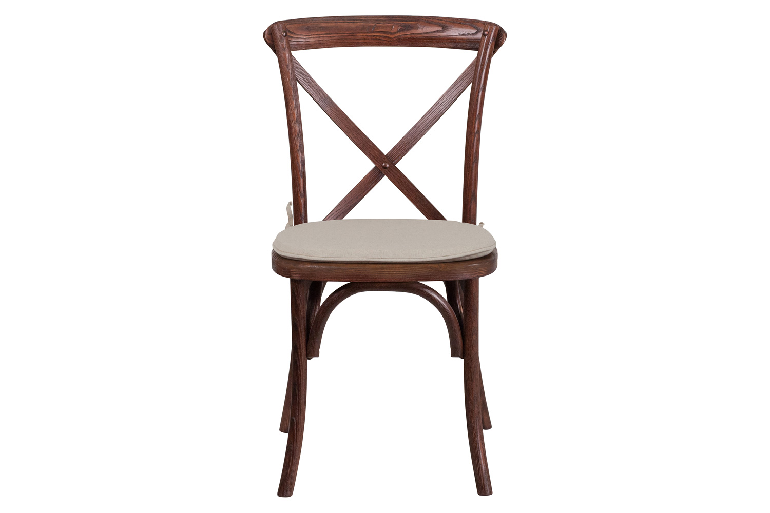 BLNK HERCULES Series Wood Stackable Cross Back Chair with Cushion - Mahogany