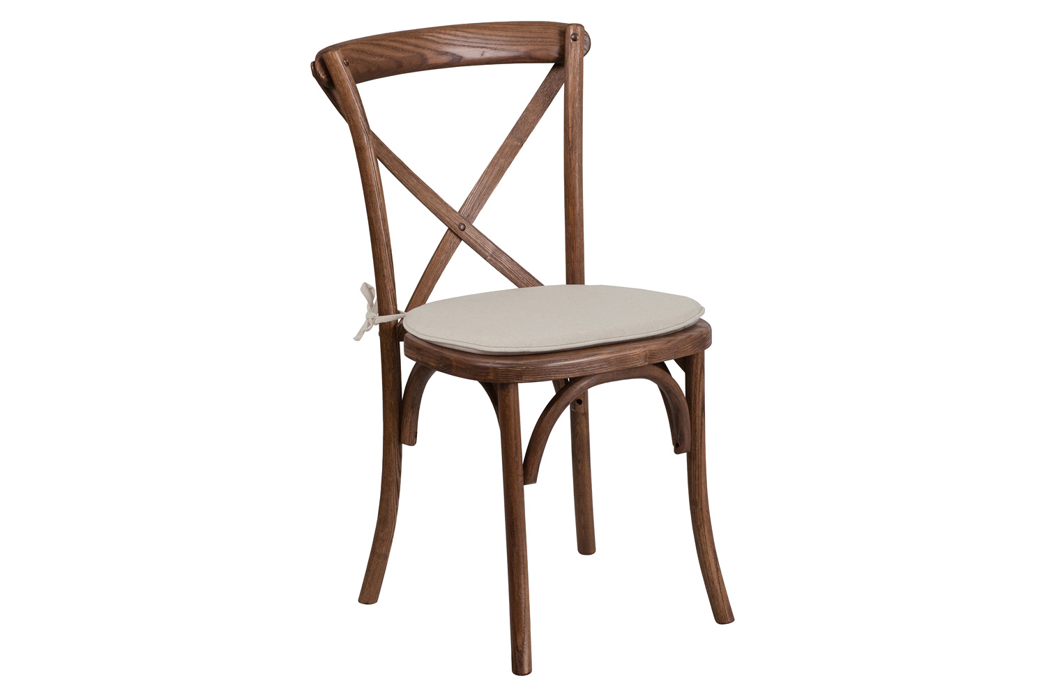 BLNK HERCULES Series Wood Stackable Cross Back Chair with Cushion - Pecan
