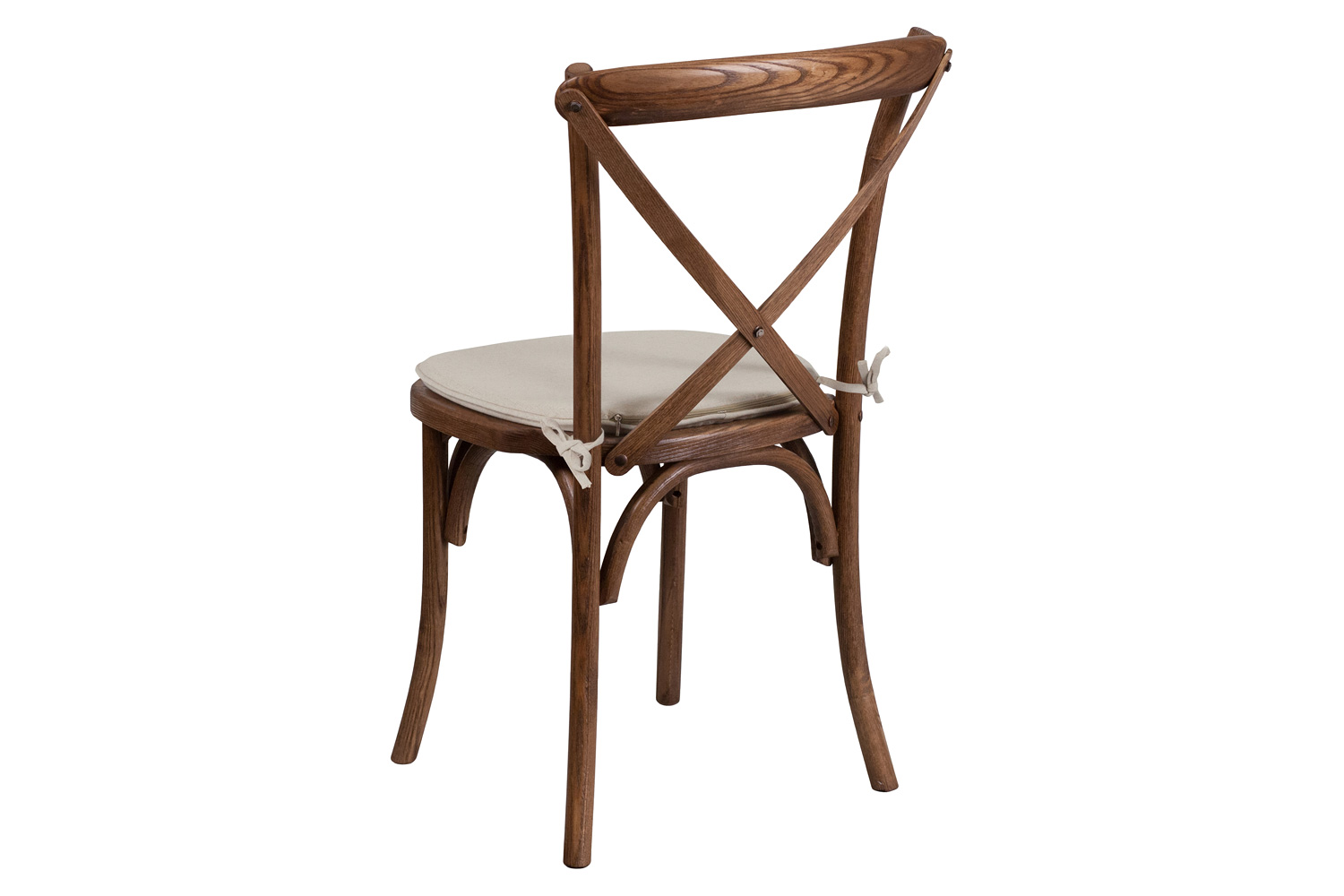 BLNK HERCULES Series Wood Stackable Cross Back Chair with Cushion - Pecan