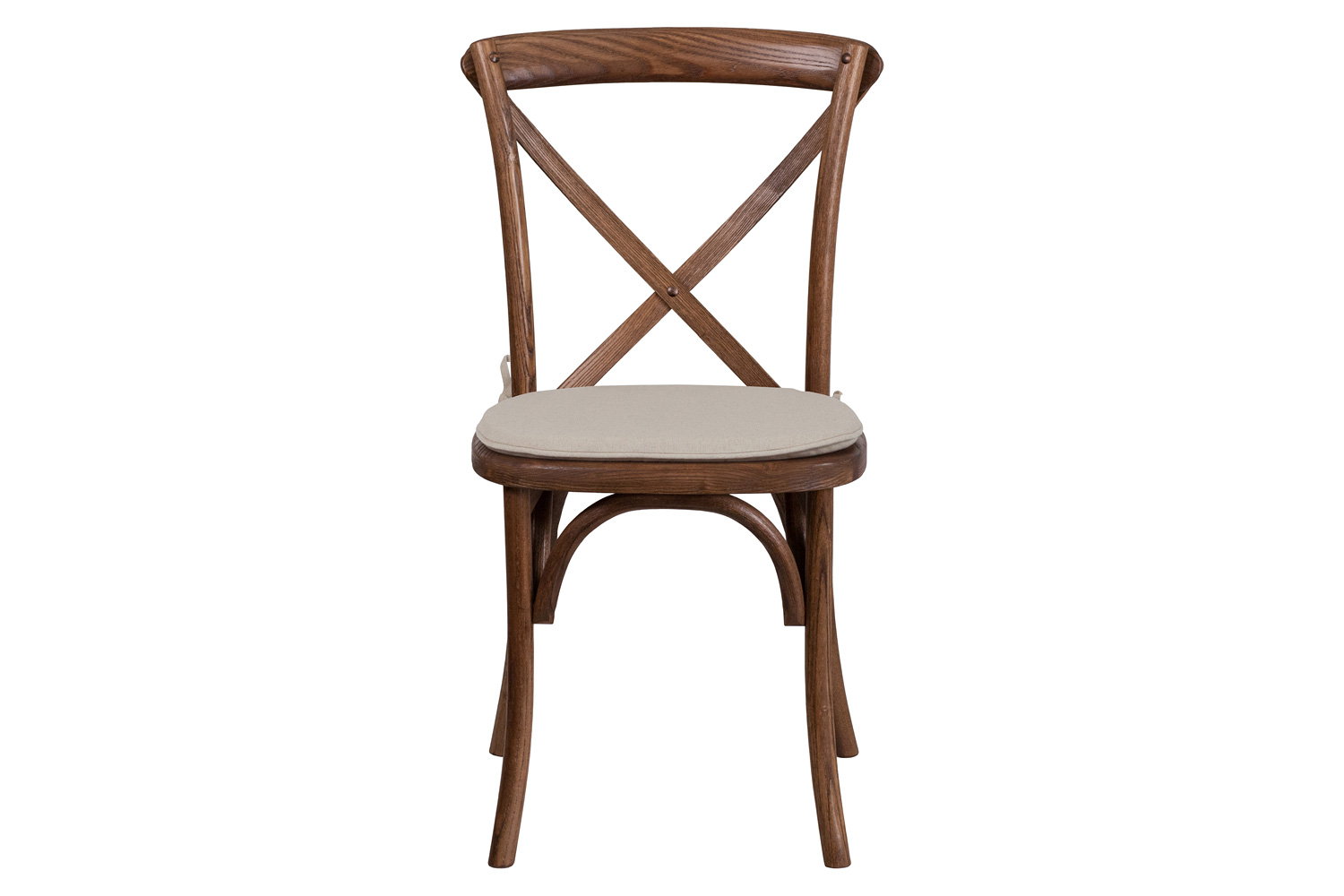 BLNK HERCULES Series Wood Stackable Cross Back Chair with Cushion - Pecan