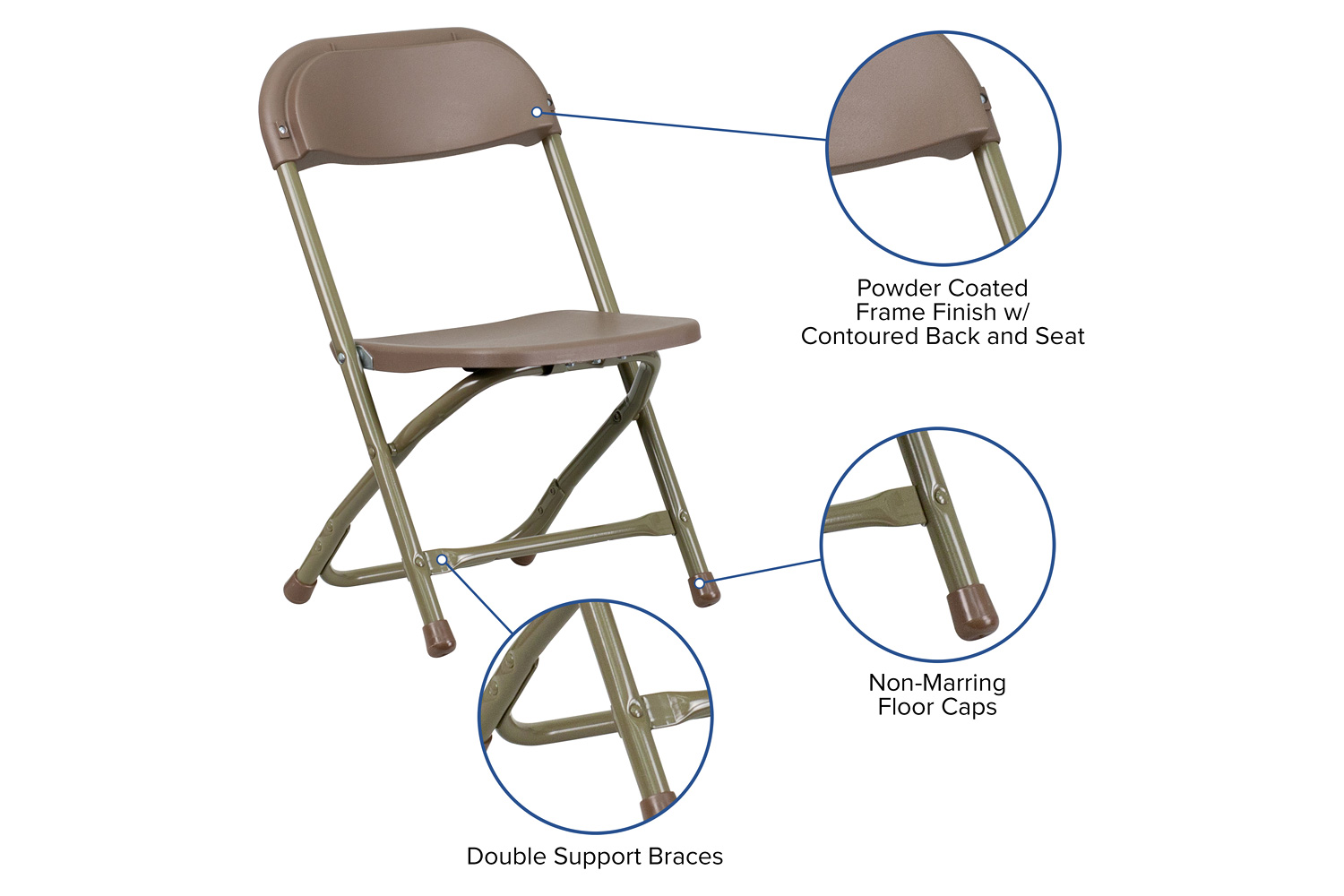 BLNK Timmy Kids Plastic Folding Chair - Brown