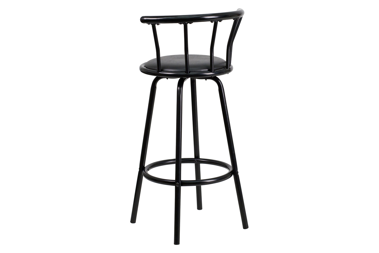 BLNK - Charla Black Metal Crown Back Bar Stool with Black Vinyl Swivel Seat