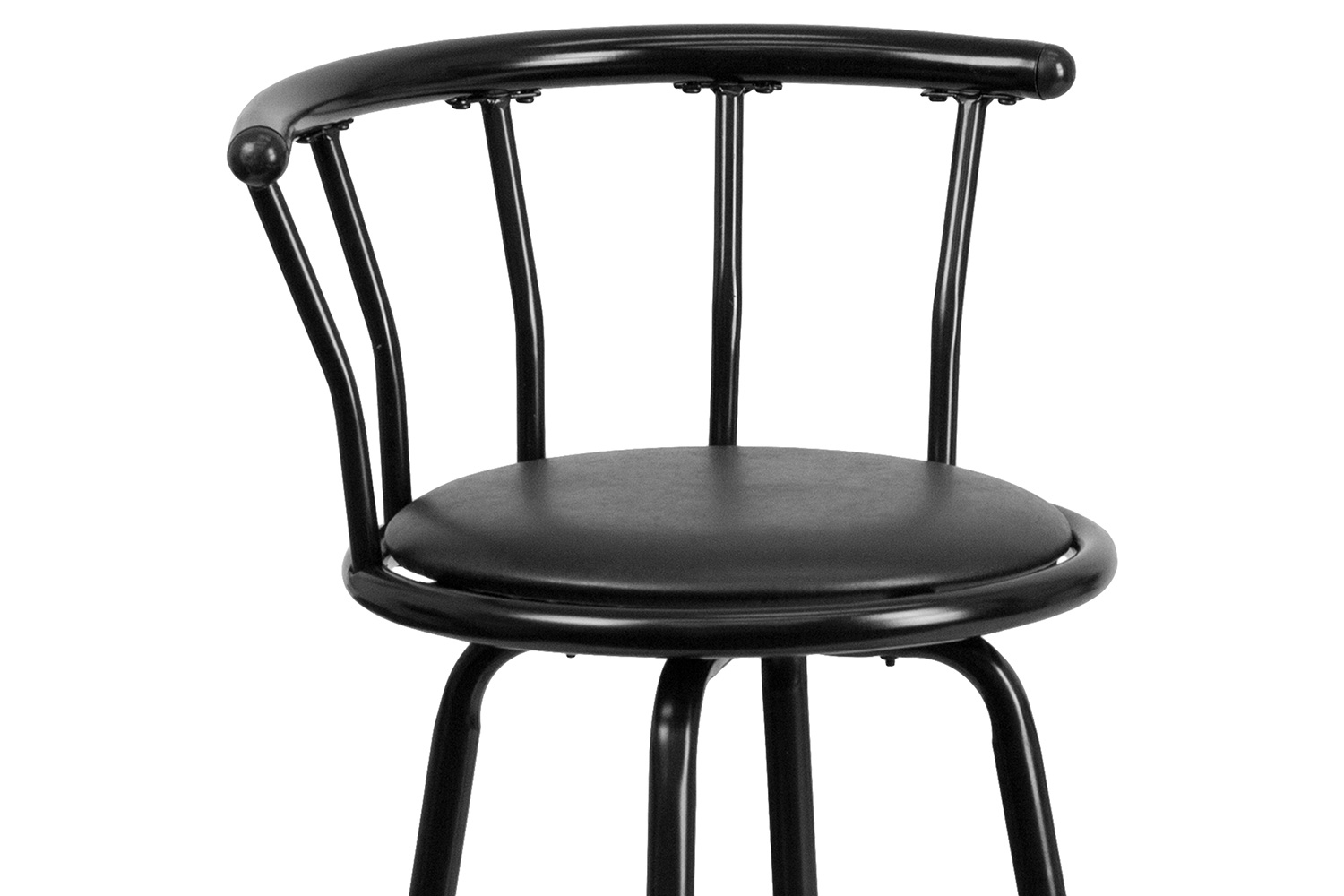 BLNK - Charla Black Metal Crown Back Bar Stool with Black Vinyl Swivel Seat