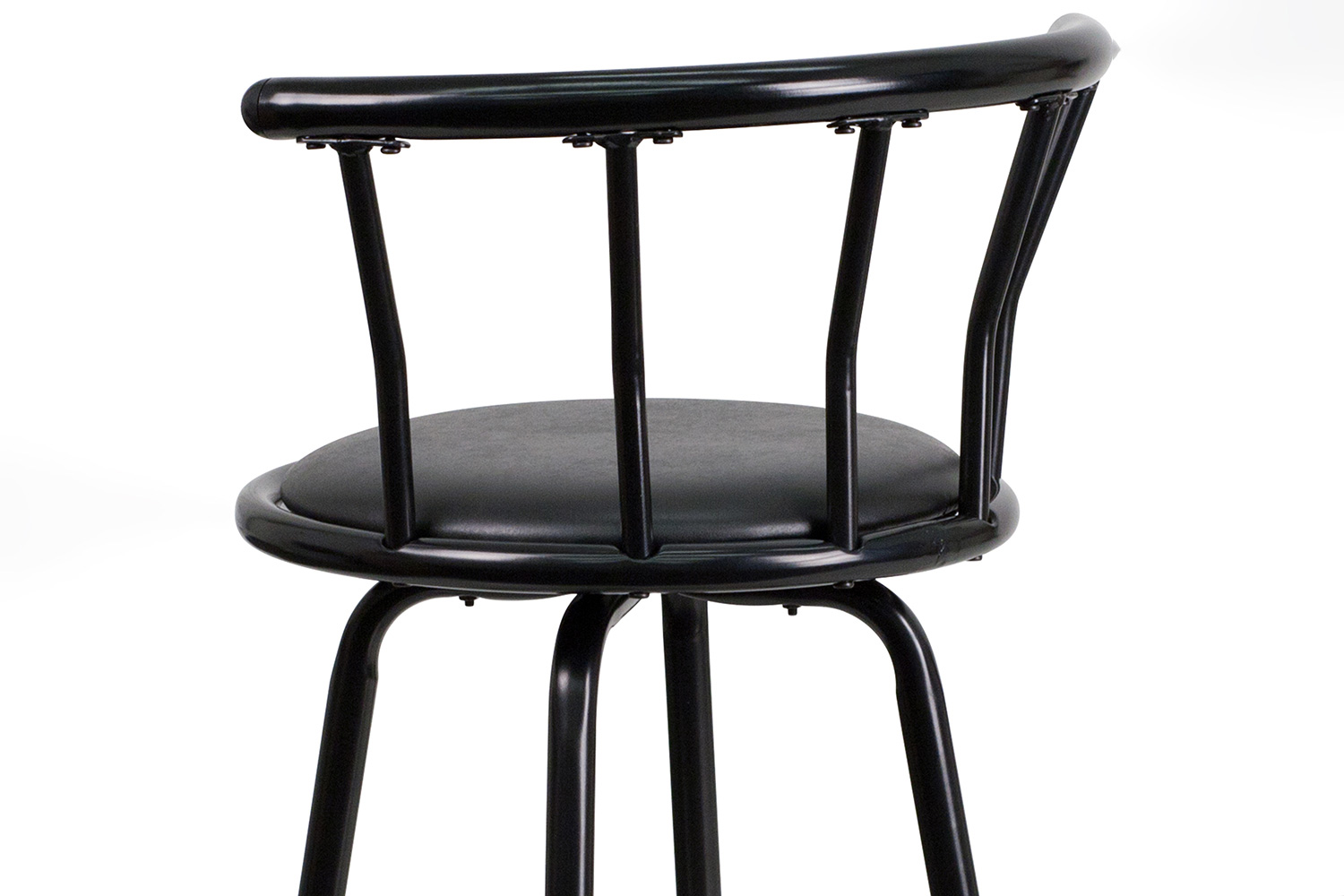 BLNK - Charla Black Metal Crown Back Bar Stool with Black Vinyl Swivel Seat