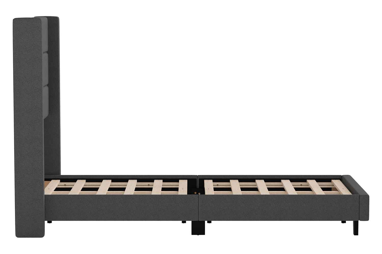 BLNK Hollis Upholstered Platform Bed with Wingback Headboard - Charcoal, Twin Size