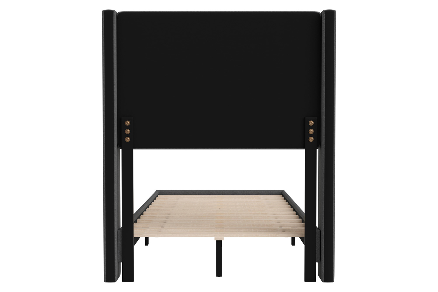 BLNK Hollis Upholstered Platform Bed with Wingback Headboard - Charcoal, Twin Size