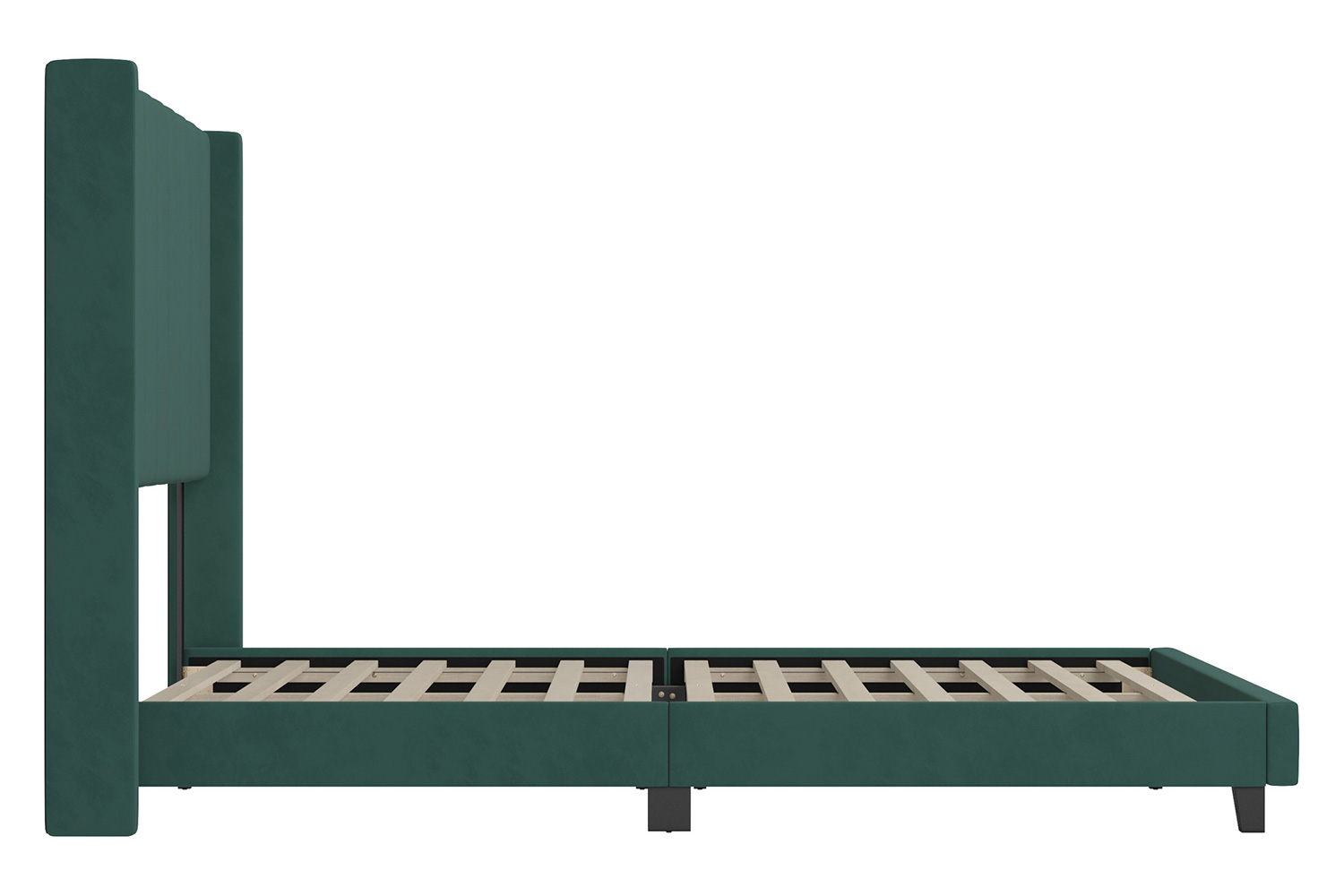 BLNK Bianca Upholstered Platform Bed with Vertical Stitched Wingback Headboard - Emerald, King Size