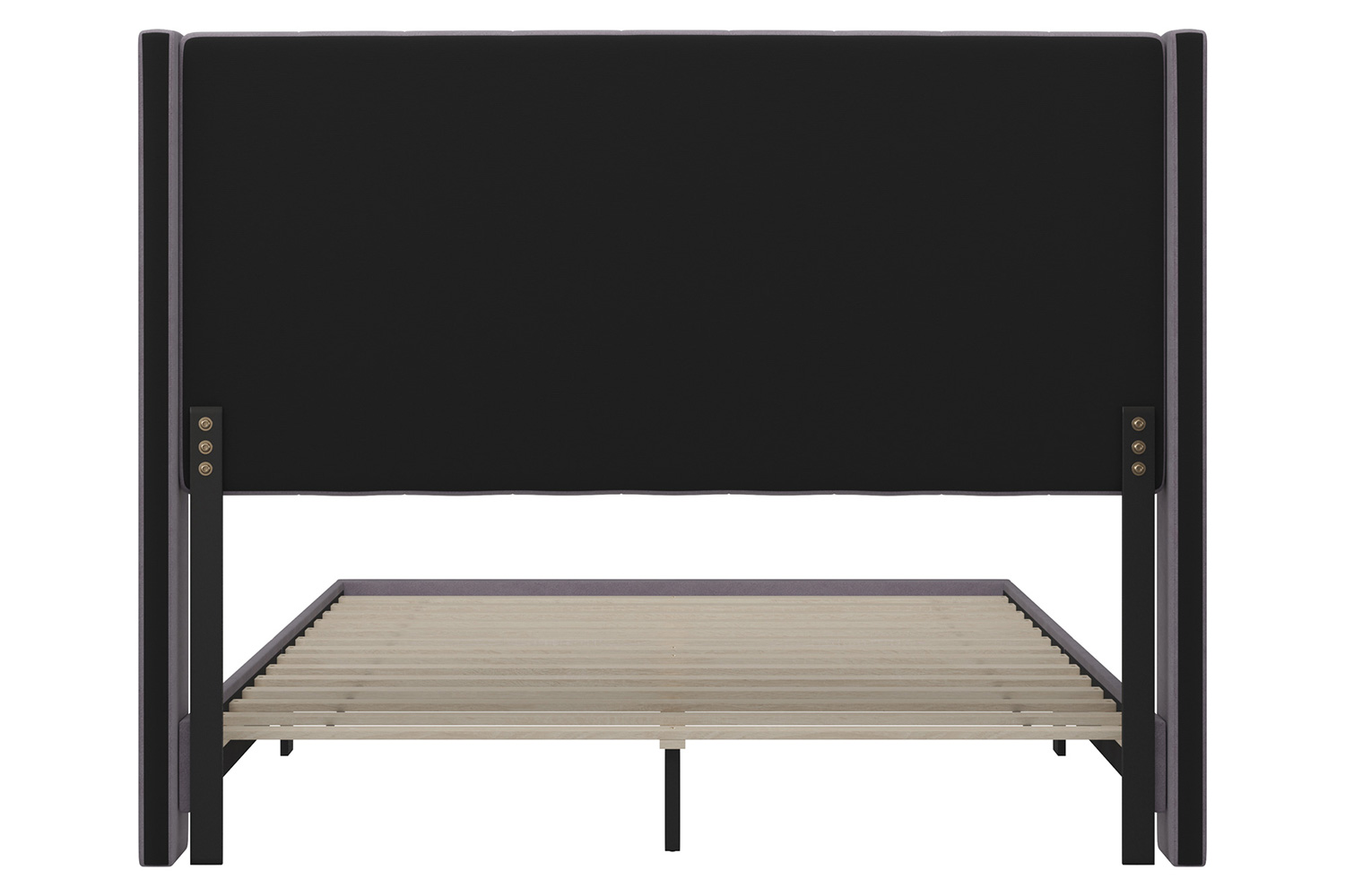 BLNK Bianca Upholstered Platform Bed with Vertical Stitched Wingback Headboard - Gray, Queen Size
