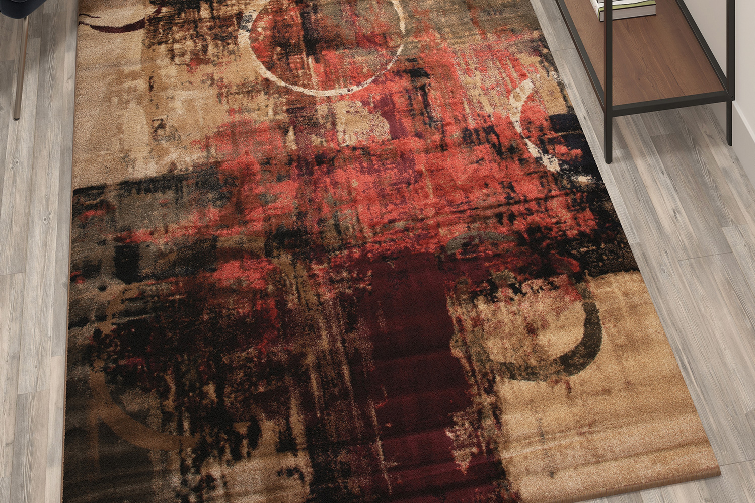 BLNK - Caldor Collection Abstract Olefin Area Rug with Jute Backing