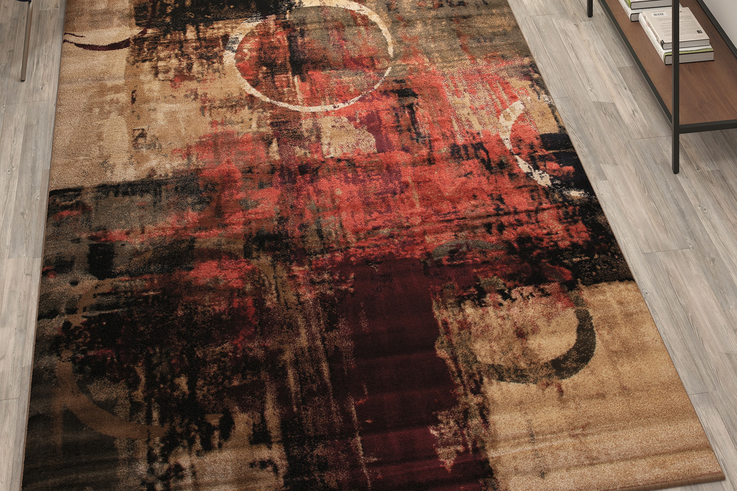 BLNK - Caldor Collection Abstract Olefin Area Rug with Jute Backing