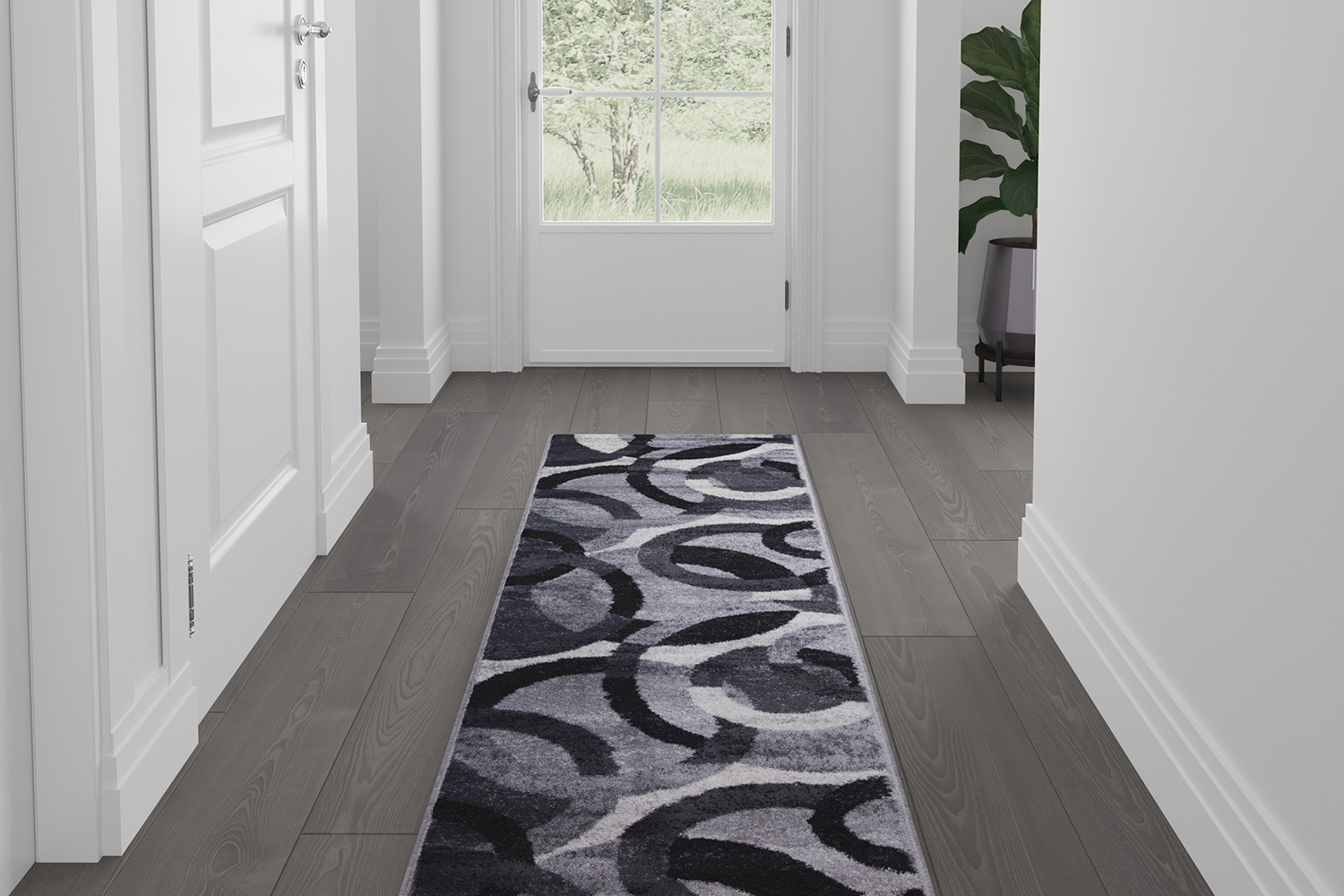 BLNK - Harken Collection Geometric Olefin Area Rug with Jute Backing