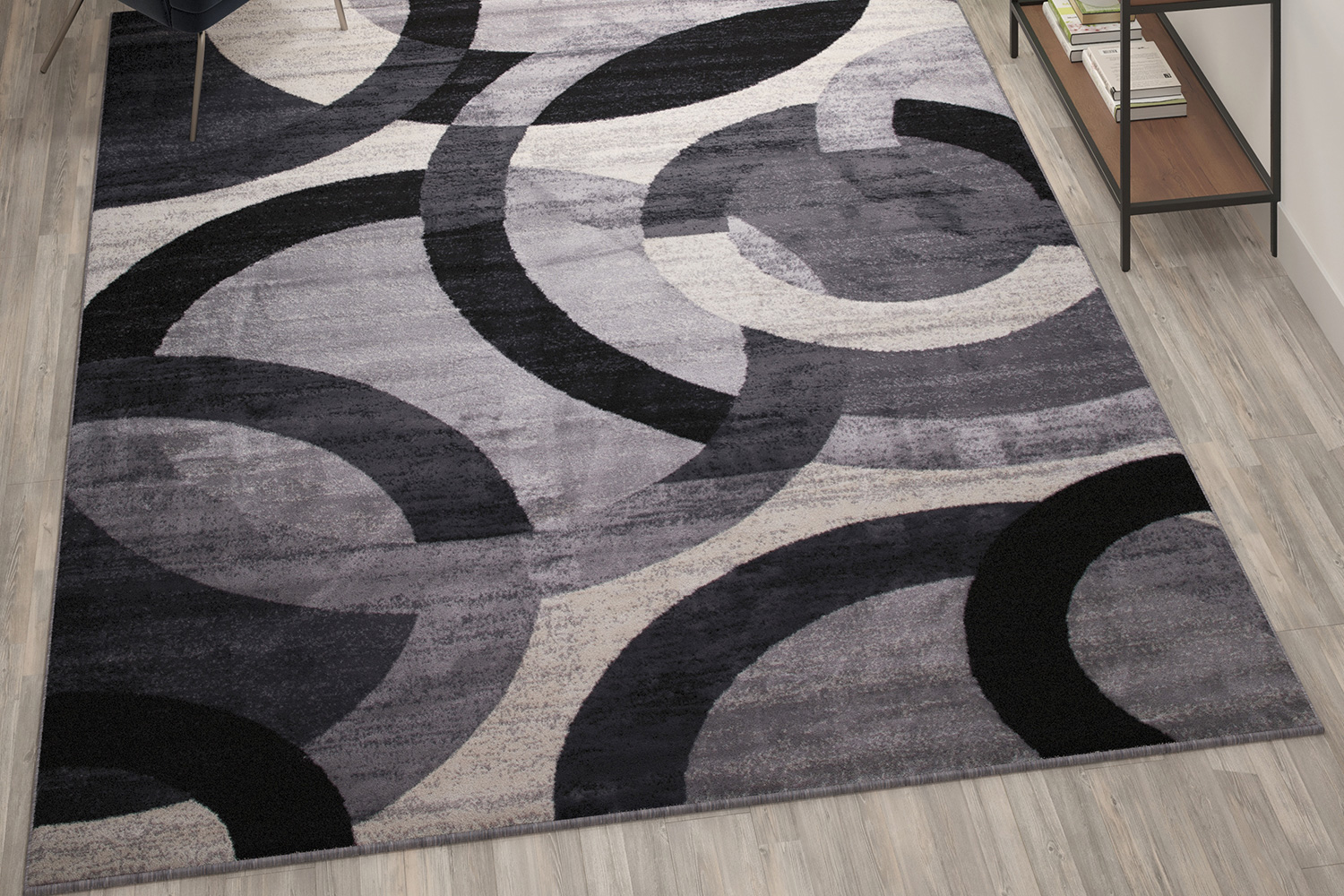 BLNK - Harken Collection Geometric Olefin Area Rug with Jute Backing