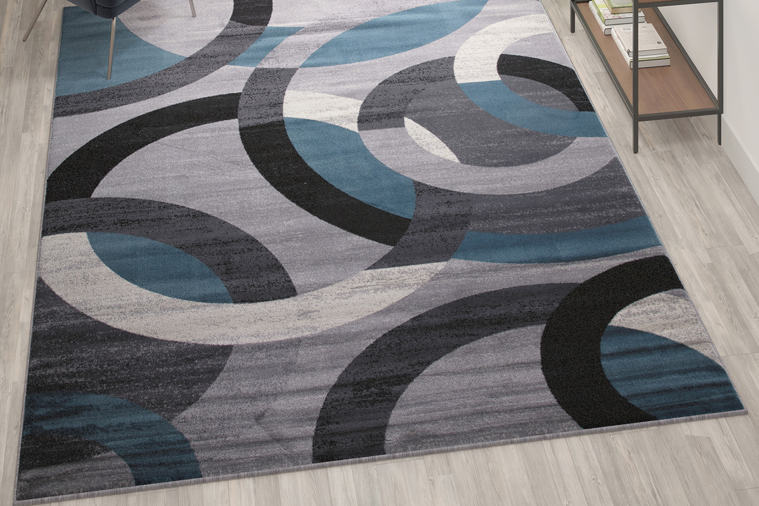 BLNK - Harken Collection Geometric Olefin Area Rug with Jute Backing