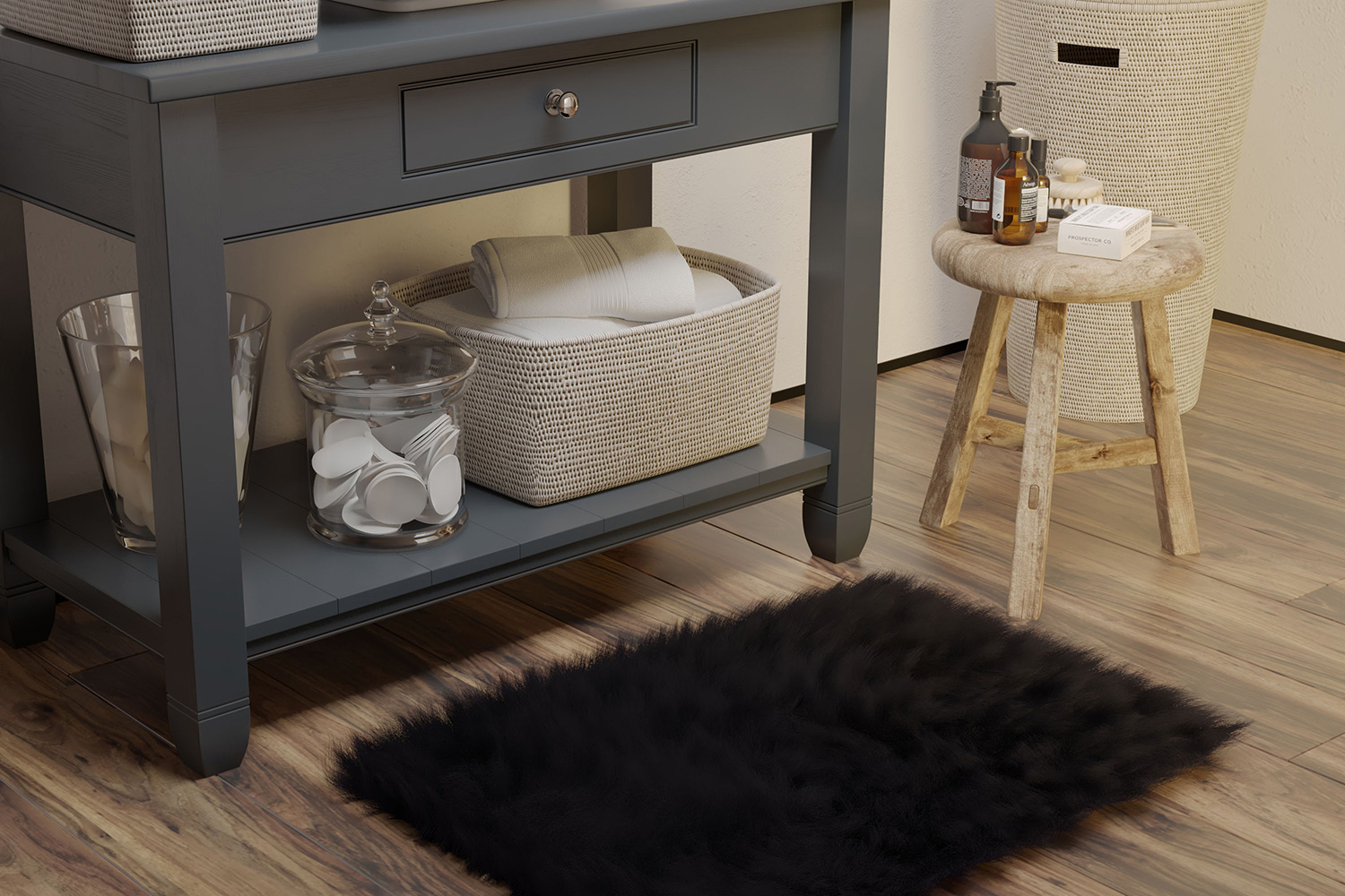 BLNK - Chalet Collection Faux Fur Area Rug with Polyester Backing