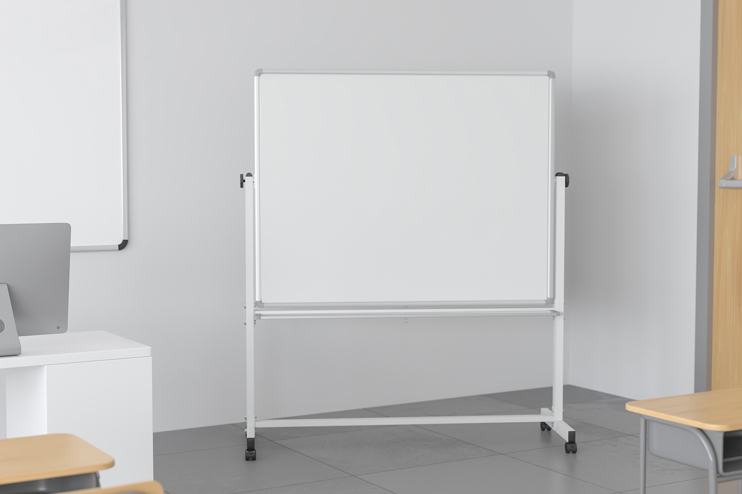BLNK - HERCULES Series Double-Sided Mobile White Board with Pen Tray